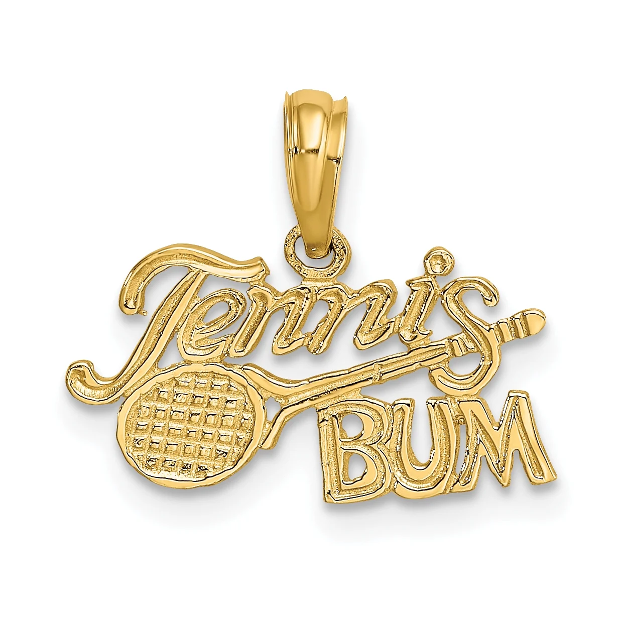 Carat in Karats 10K Yellow Gold Tennis Bum With Racquet Pendant Charm (8.5mm x 17.3mm) With 14K Yellow Gold Lightweight Rope Chain Necklace 20''