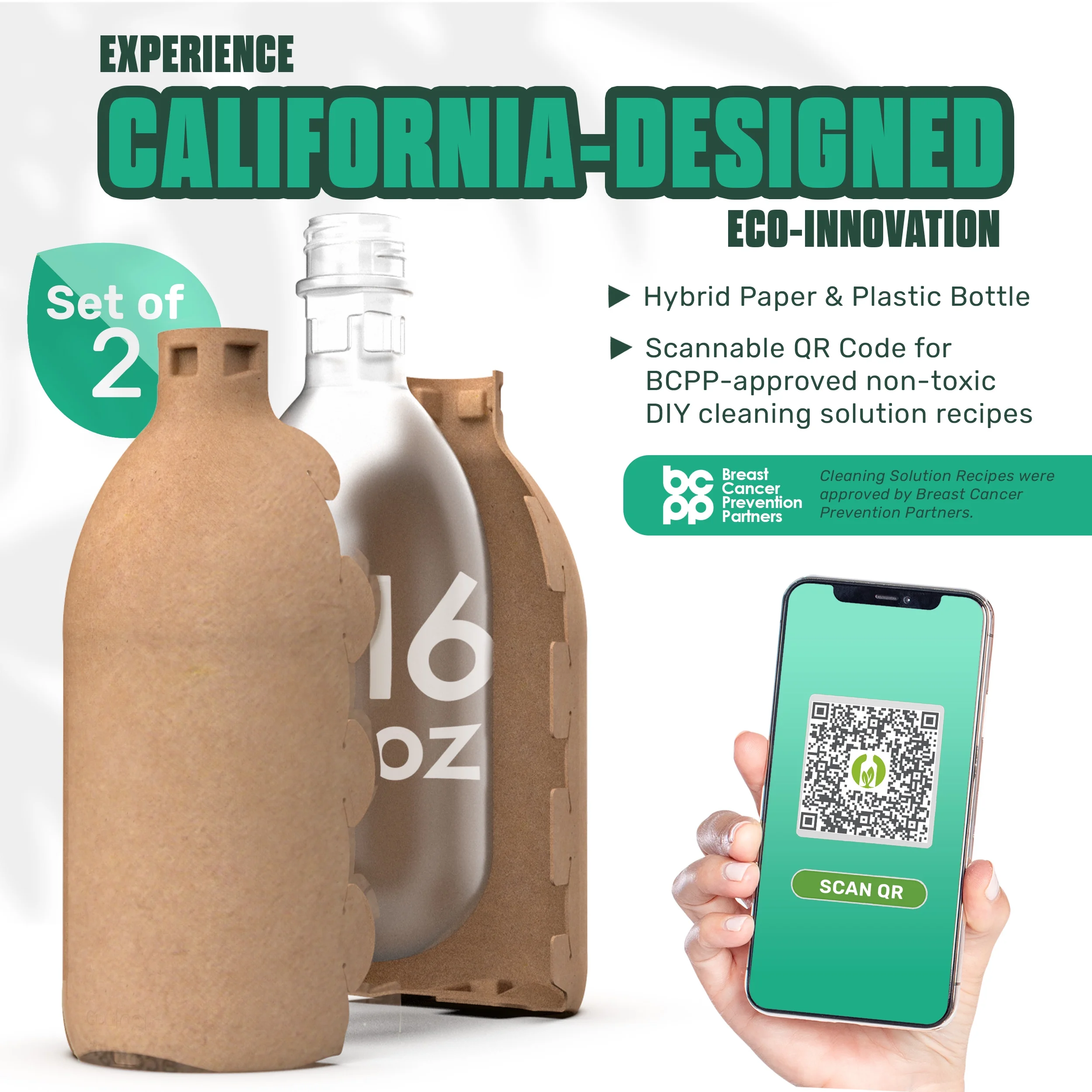 16oz Reusable Cleaning Hybrid Paper Sprayer Bottles: 6-Pack