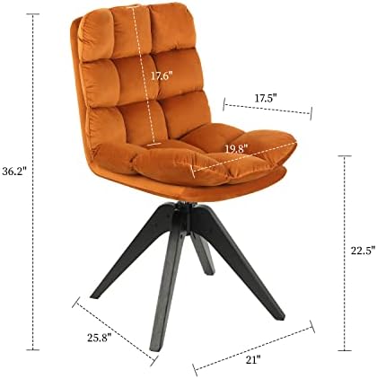 KHBIULIFE Desk Chair No Wheels  Mid Century Modern Faux Leather Armless Chair  Swivel Accent Chair with Wood Legs for Living Room Bedroom  Brown