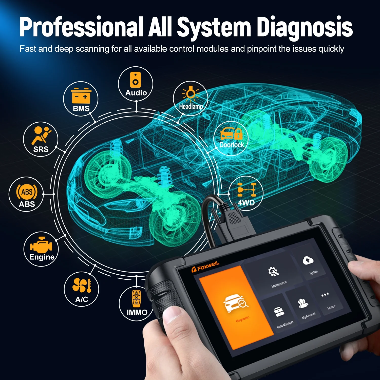 Foxwell NT809 Pro All System Bi-directional Car OBD2 Scanner Diagnostic Tool DPF ,30+ Service Reset,  ABS Bleeding/Oil Reset/Battery Register