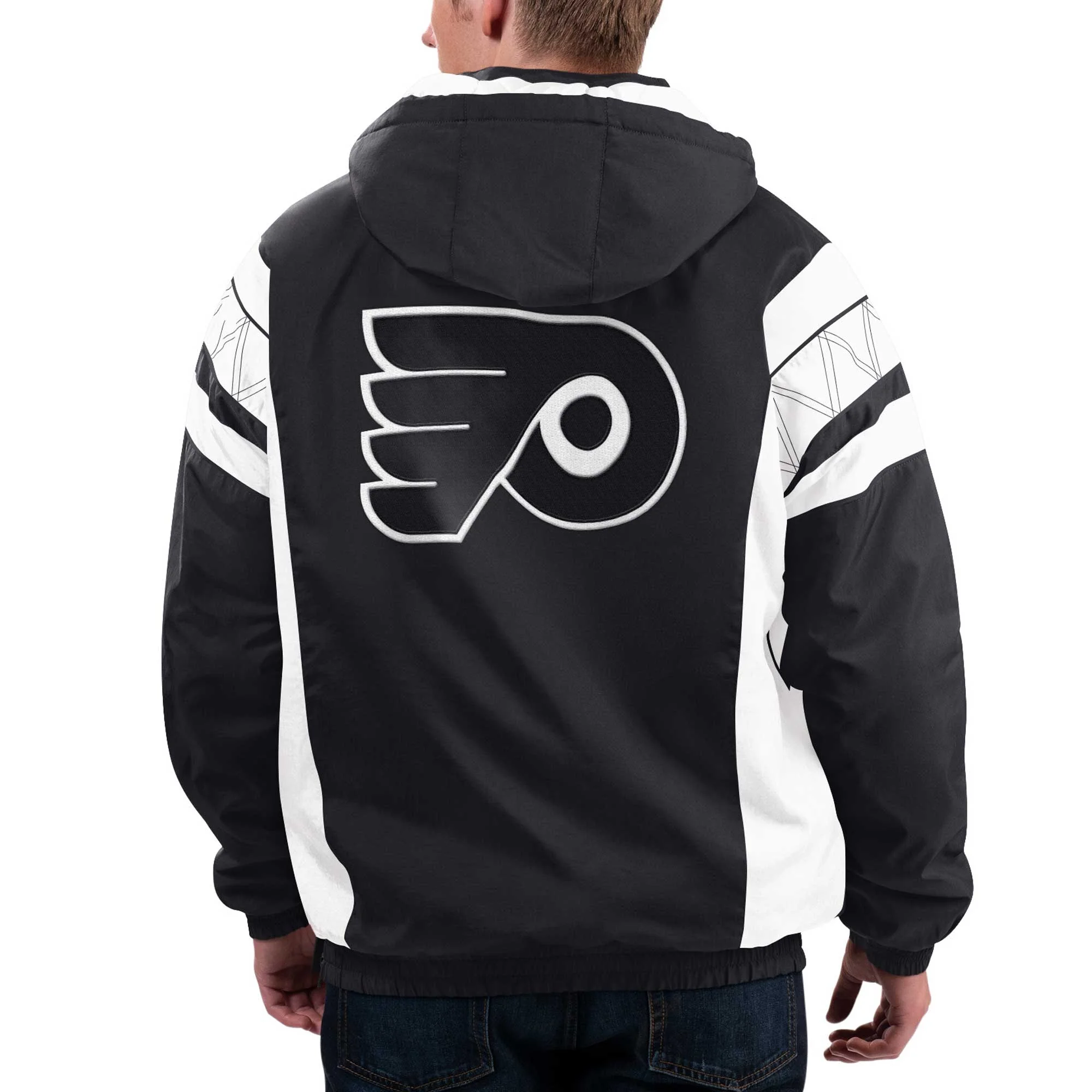 Men's Starter Black Philadelphia Flyers Home Team Half-Zip Hoodie Jacket