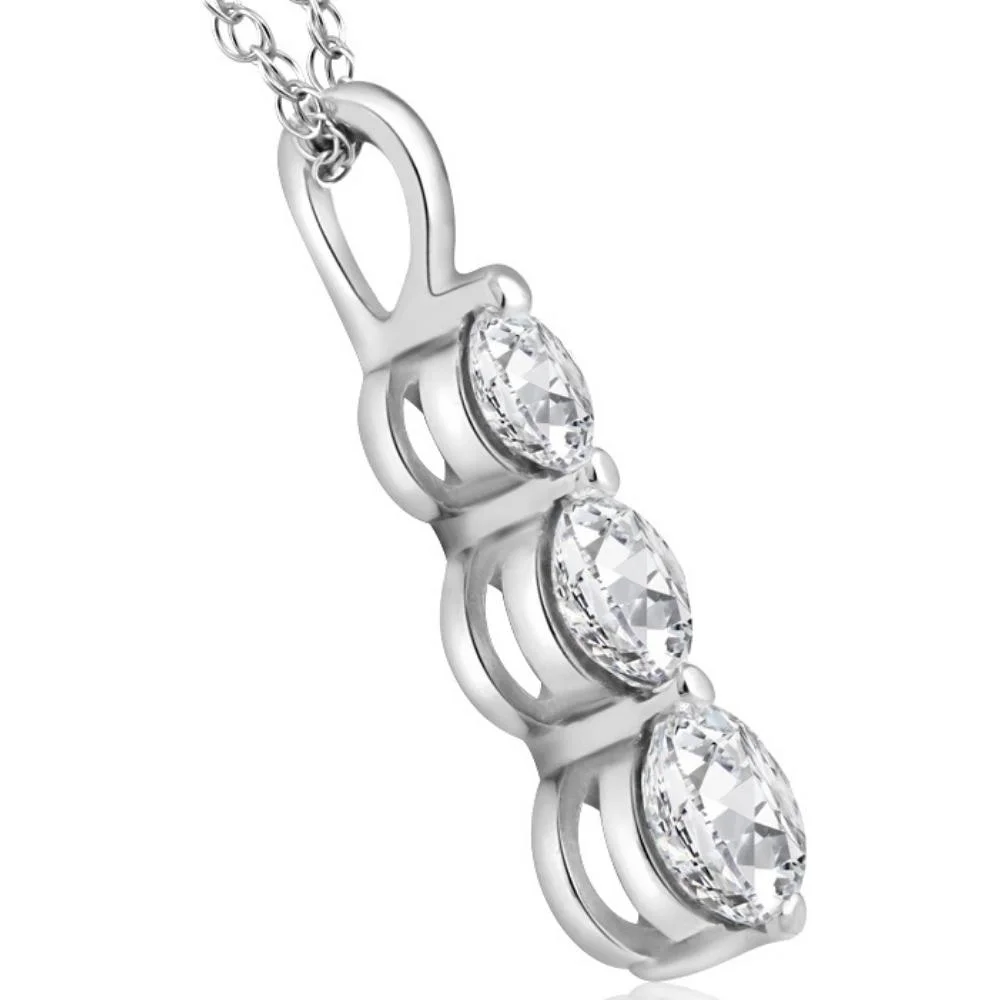 Pompeii3 2ct Three Stone Diamond Pendant 14k White Gold