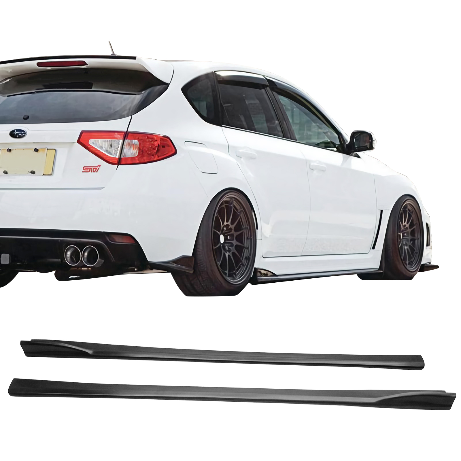 Ikon Motorsports Compatible with 08-14 Subaru Impreza WRX STI CS Side Skirt Extensions Polyurethane PU