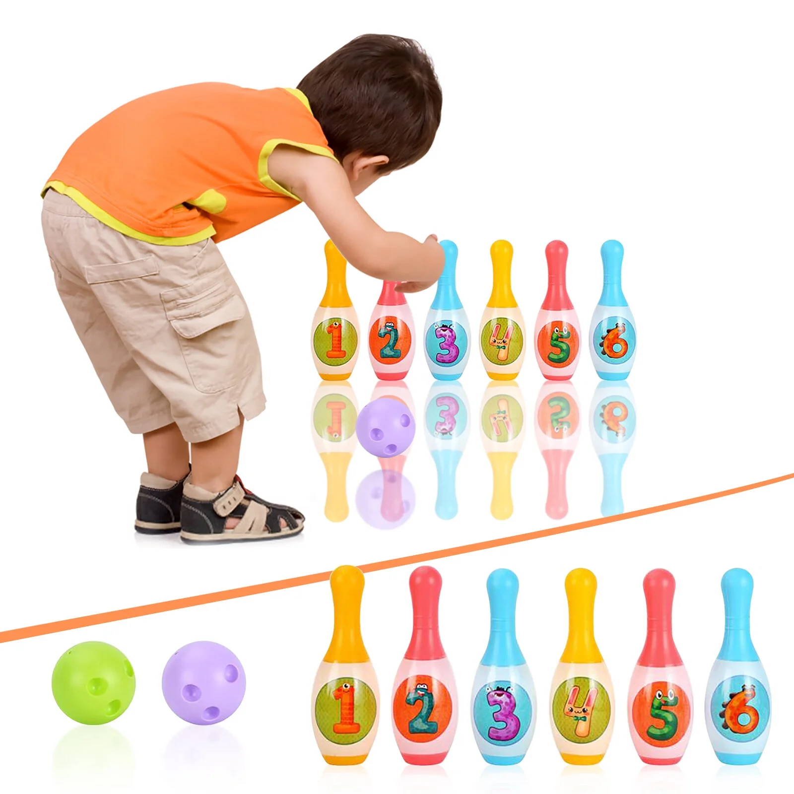 Education Girls Set interactive Game Parent-Child 8-Piece Outdoor indoor Outdoor Games for Boys Bowling Bowling Toys Sports And Ball Children’S And Education Educational Toys for 1 Year Old Abs
