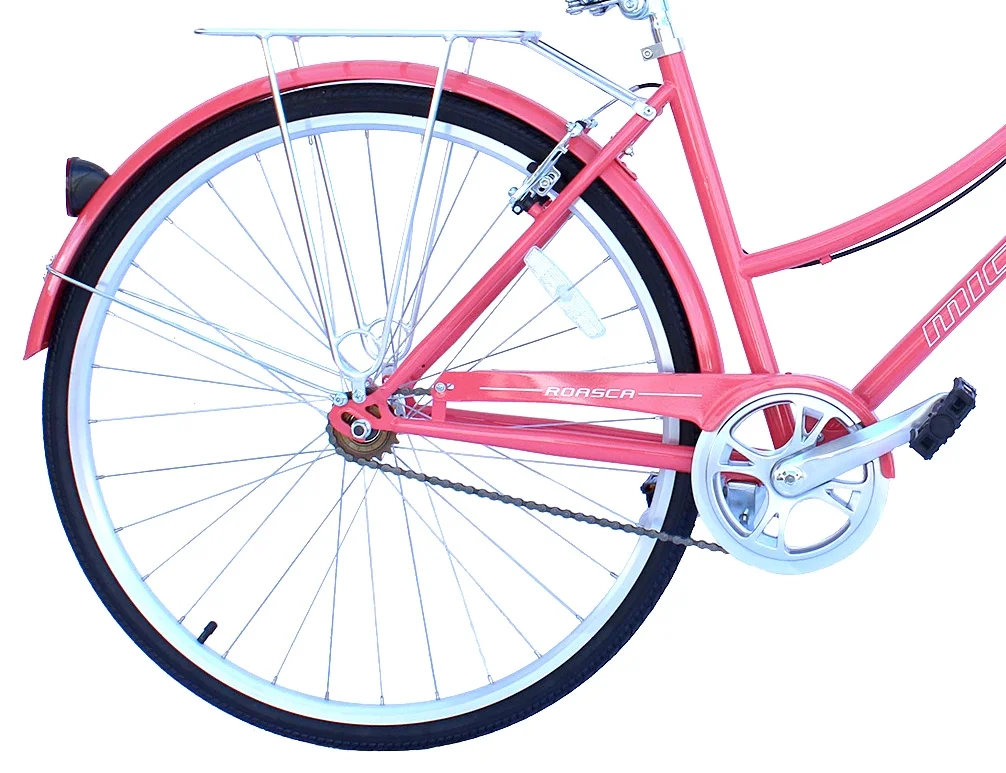 WonderWheels 7SP City Bike 700C 42 cm/16.5 Hi-Ten Steel Frame, Shimano 7SP V-Brake, Alloy Rims 700C*14G*32H, Tire:700Cx35 Black. with Back Rack - Lavender