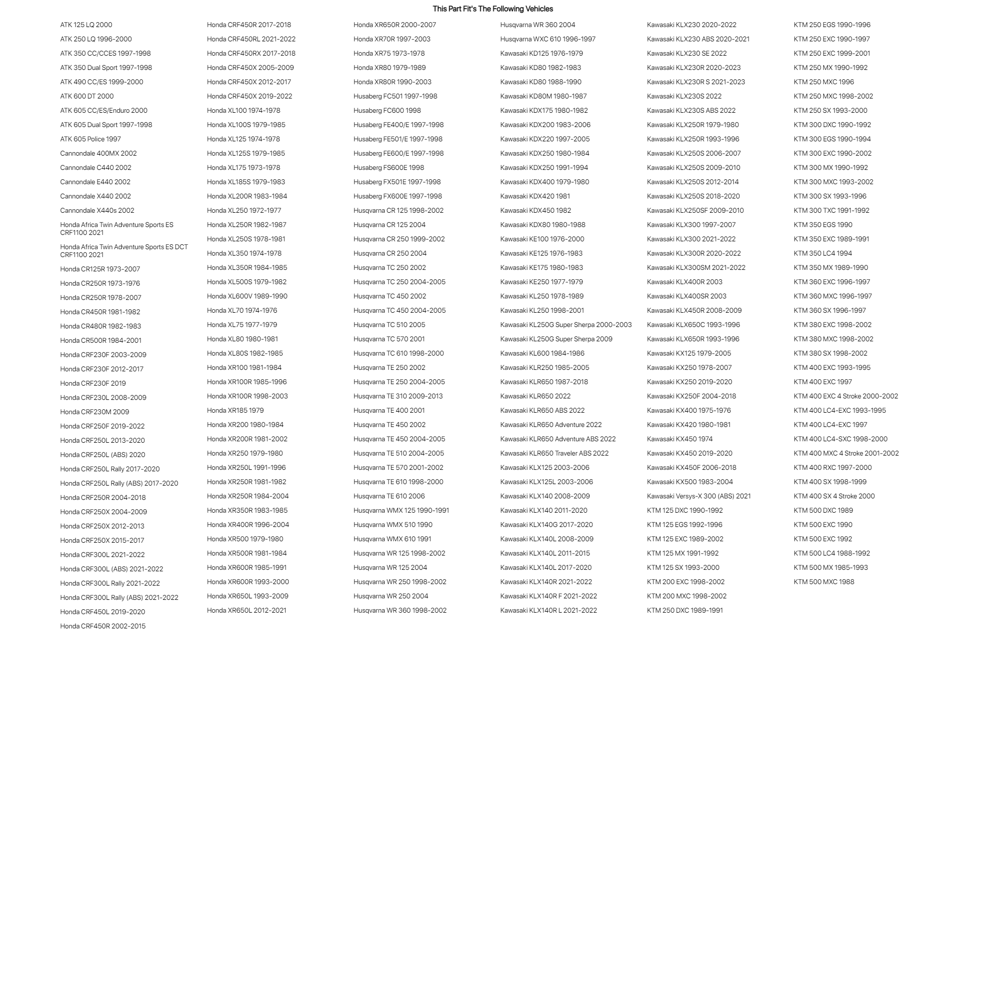 Tusk Universal Big Bar Clamp and Bar Kit Tusk Chub Big Bar for KTM Bend Black For Cannondale 400MX 2002