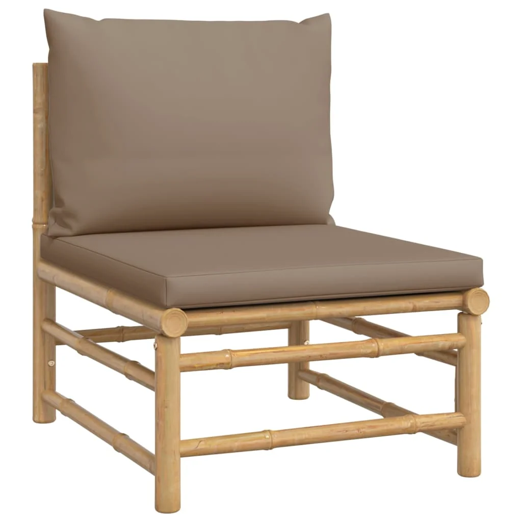Gecheer Patio Middle Sofa with Taupe Cushions Bamboo