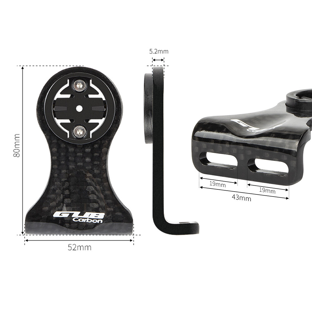 Cycling Bike Computer Mount Holder Out Front Carbon Fiber Bike Speedometer Holder for Garmin/Bryton/Cateye with Camera Adapter and Flashlight Holder