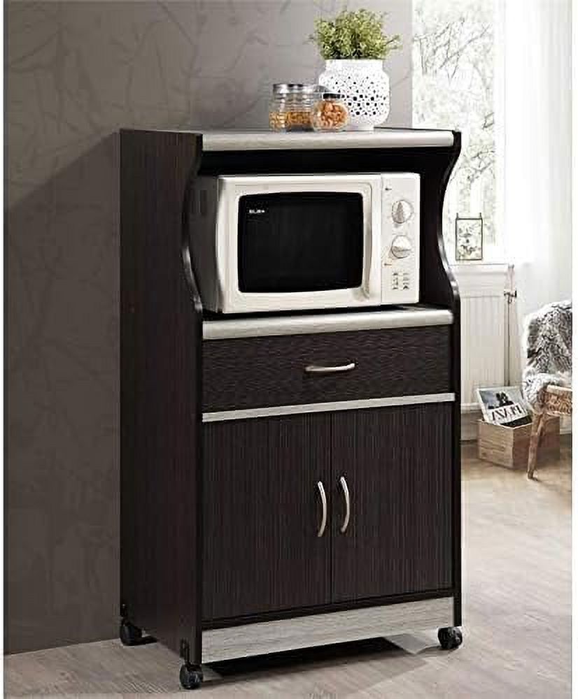 Microwave Kitchen Cart In Chocolate Gray