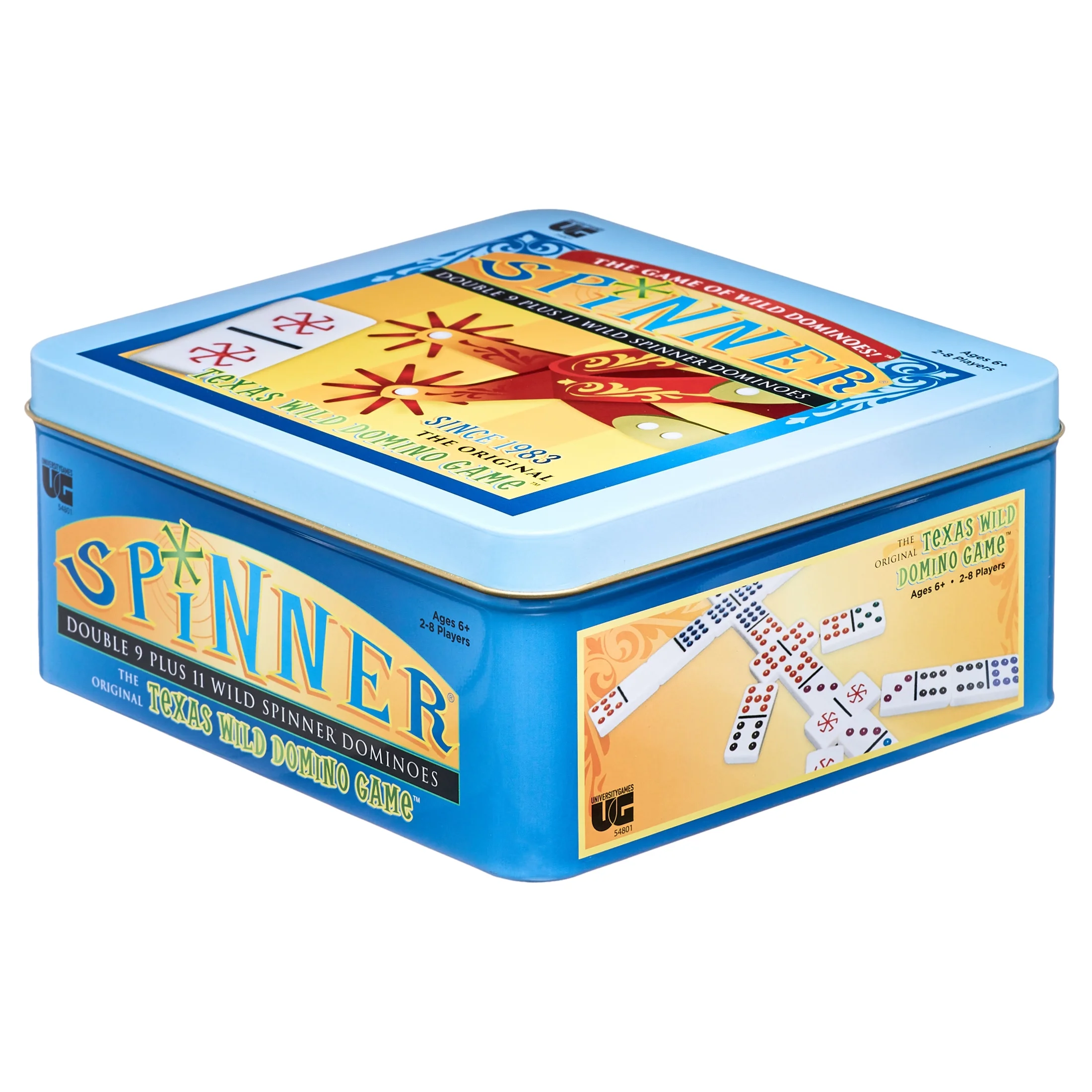 University Games | Spinner Game of Wild Dominoes in On-the-go Travel Tin , for 2 to 8 Players Ages 6 and Up