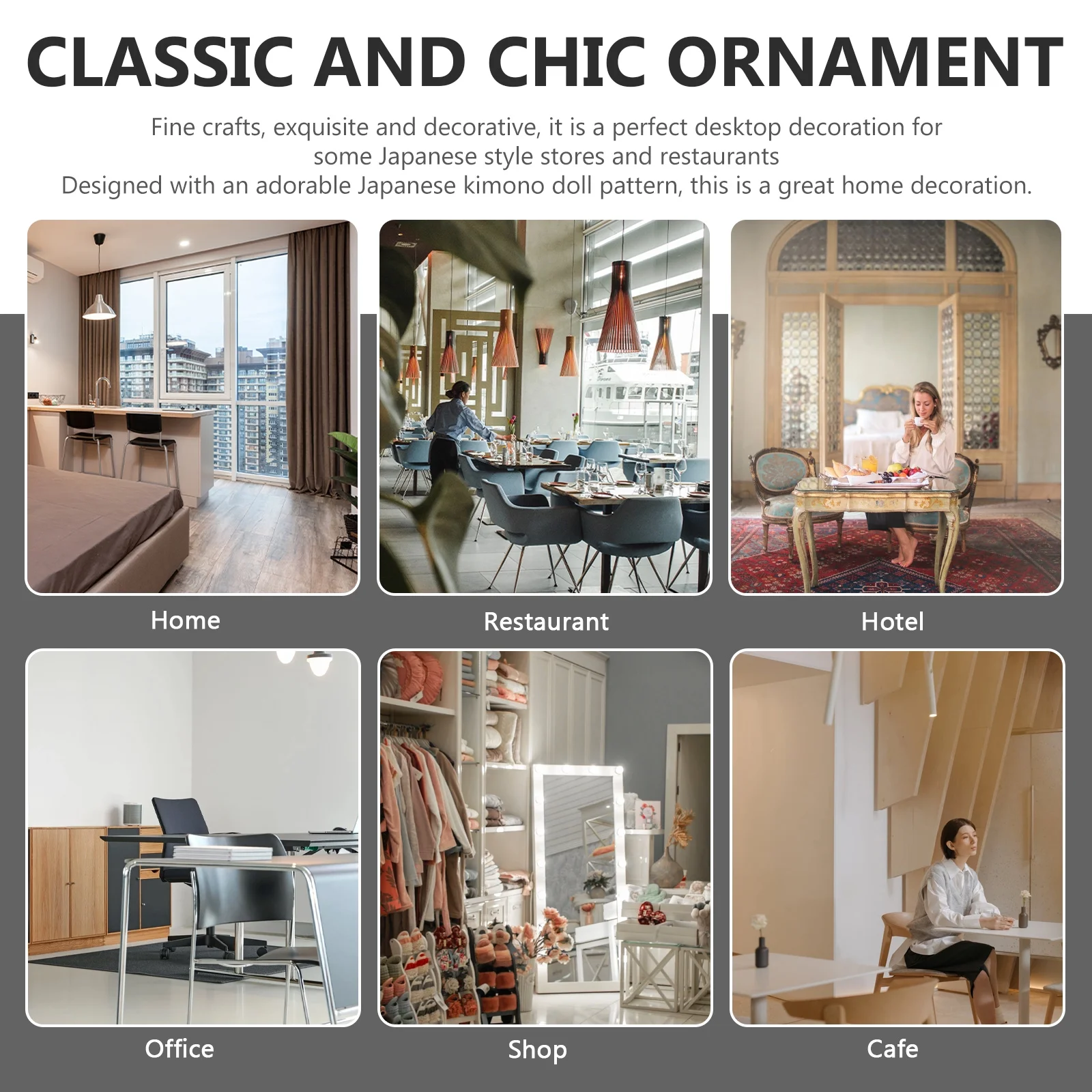 Kimono Wooden Doll Traditional Crafts Japanese Home Decor Housewarming Gift Desk Topper Manual Common 2 Sets