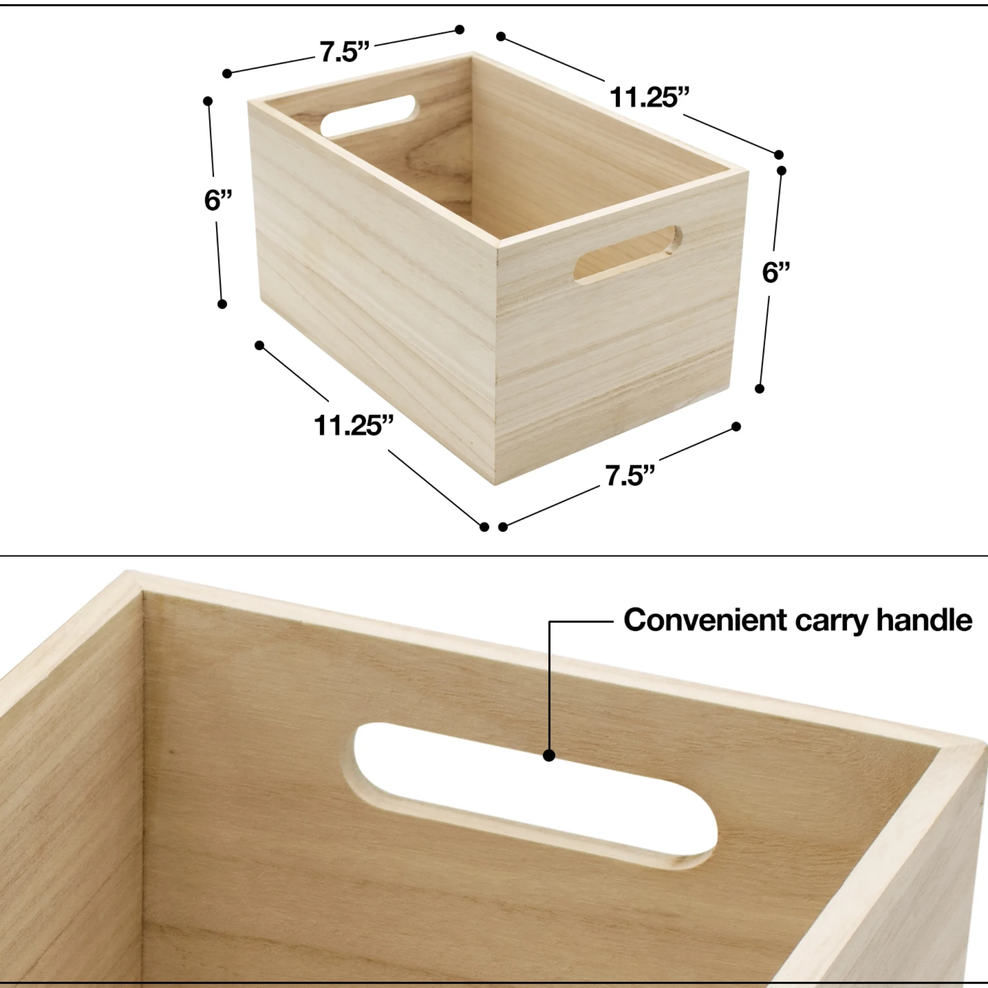Sorbus Unfinished Wood Crates - Organizer Bins, Decorative Wooden Boxes  for Adults (4-Pack)