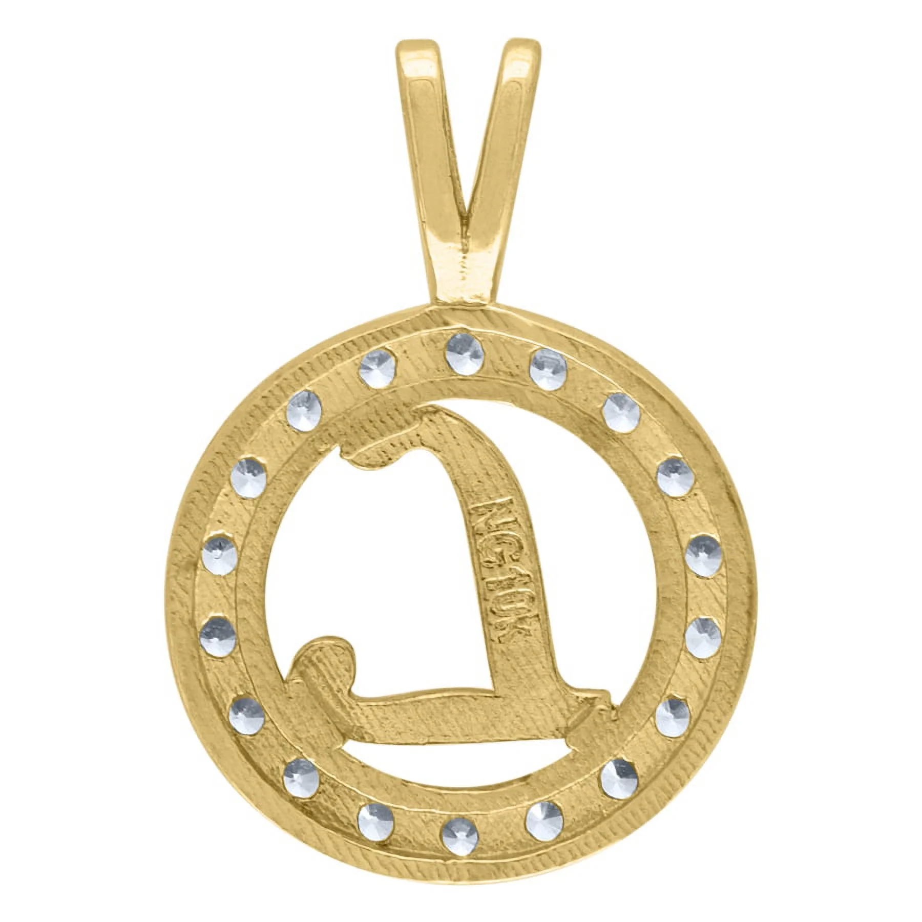 10k Two tone Gold Unisex CZ Cubic Zirconia Letter Name Personalized Monogram Initial L Round Charm Pendant Necklace Meas