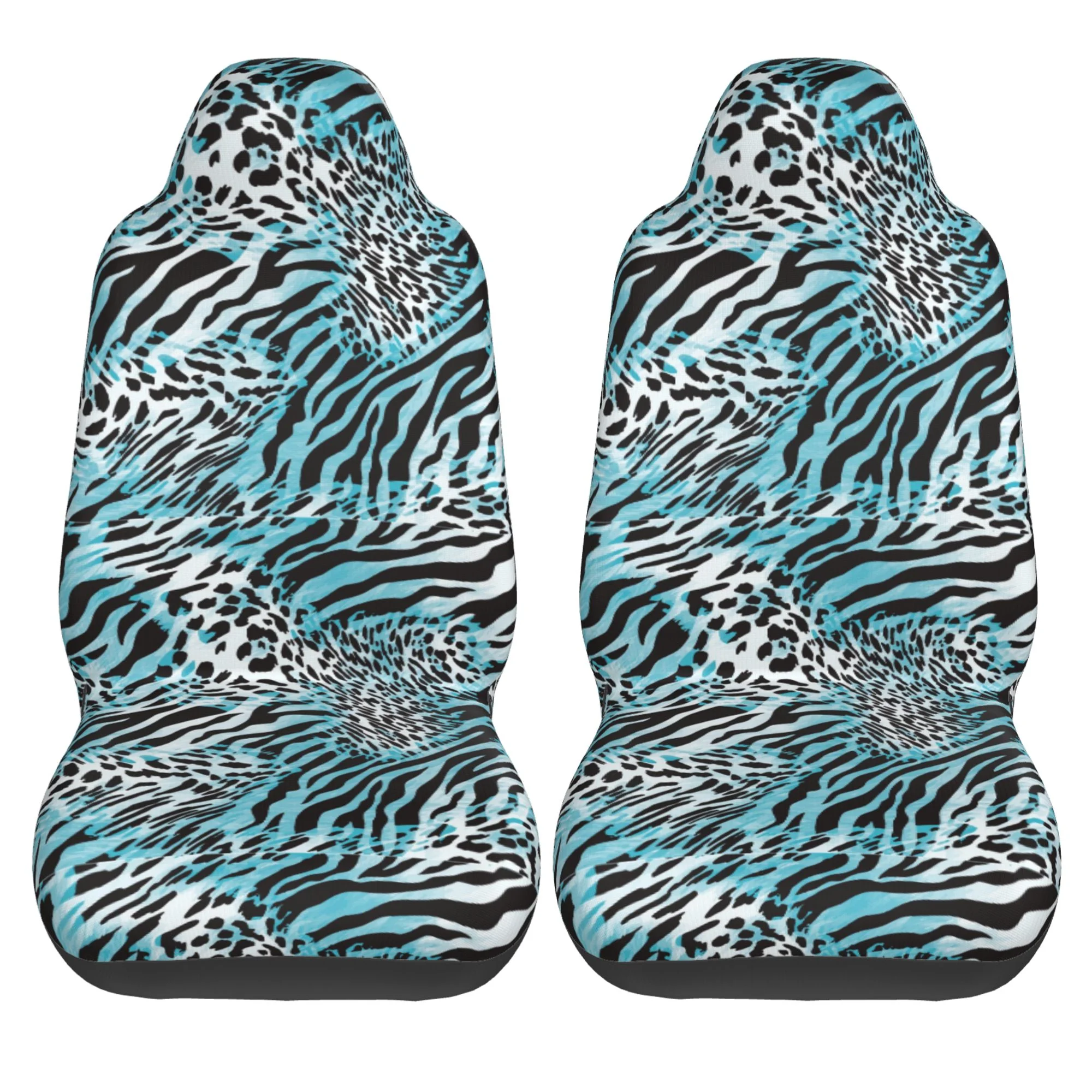 ZICANCN Car Seat Covers Front Seats Only,Zebra Leopard Print Animal Automotive Seat Covers Protectors for Cars Trucks Suv 2 Pack