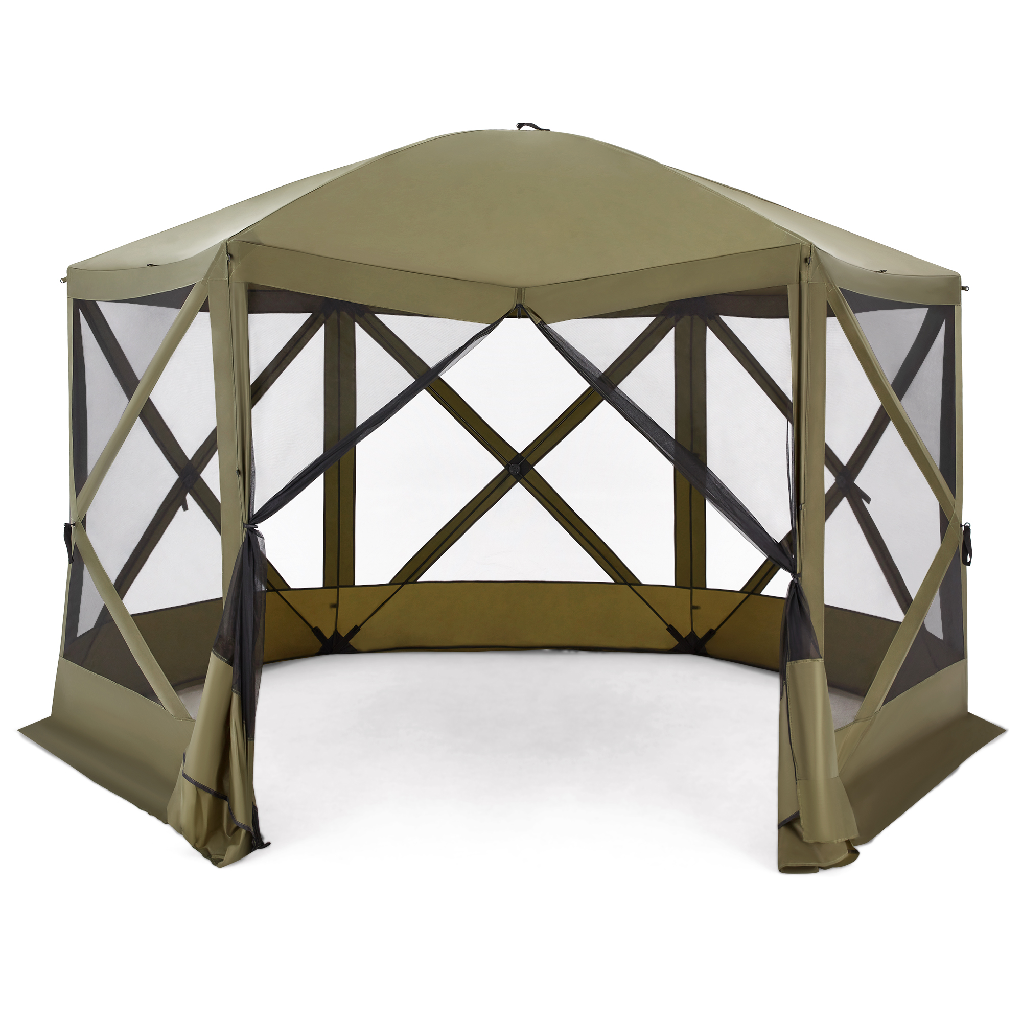 JOMEED 11’ X 11’ Pop Up Canopy Tent, Outdoor Camping Gazebo Screen Tent 6-Sided gazelle tent with Mosquito Netting, Portable Carry Bag for Lawn and Backyard