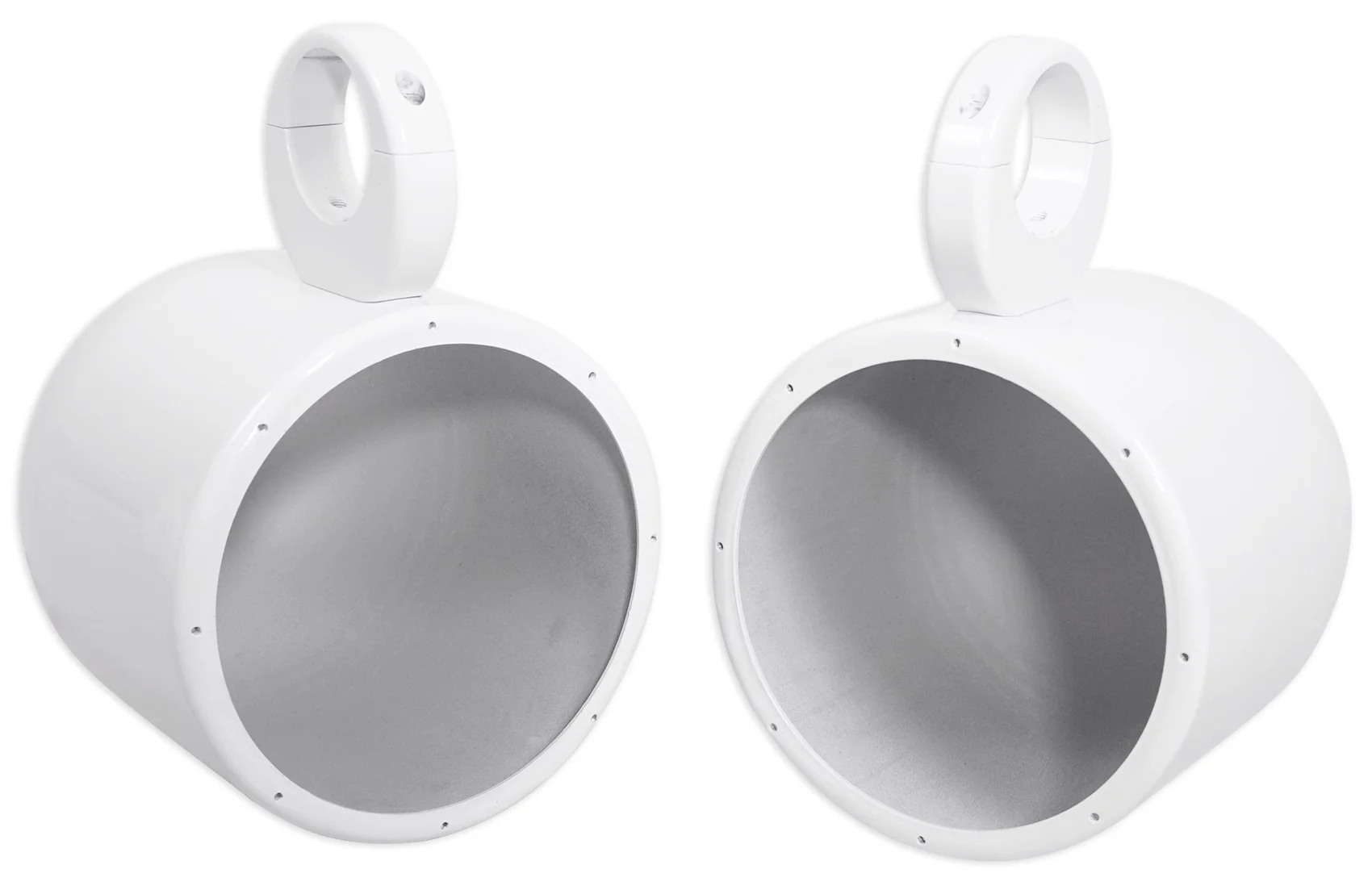 Pair Rockville MAC80W 7.7” White Aluminum Wakeboard Tower Speaker Pods+Covers