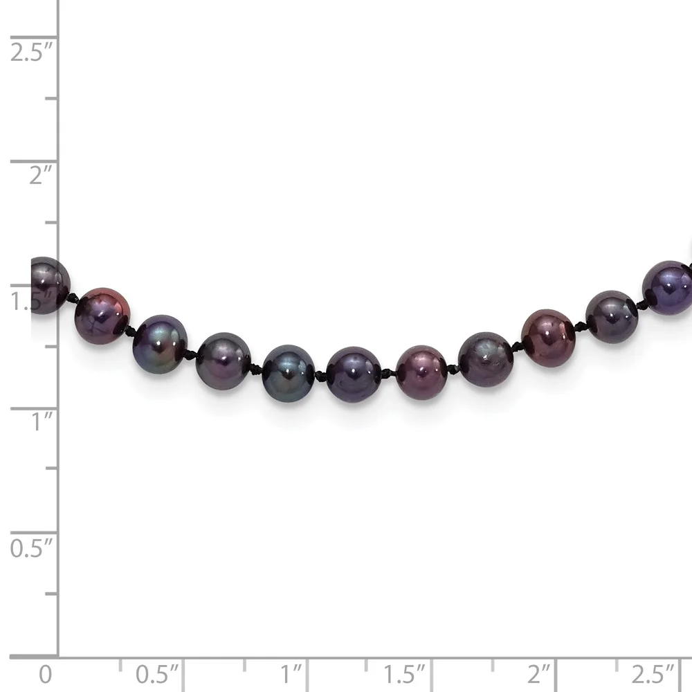 Sterling Silver Rhod-plated 5-6mm Black FWC Pearl Necklace QQH5153-24