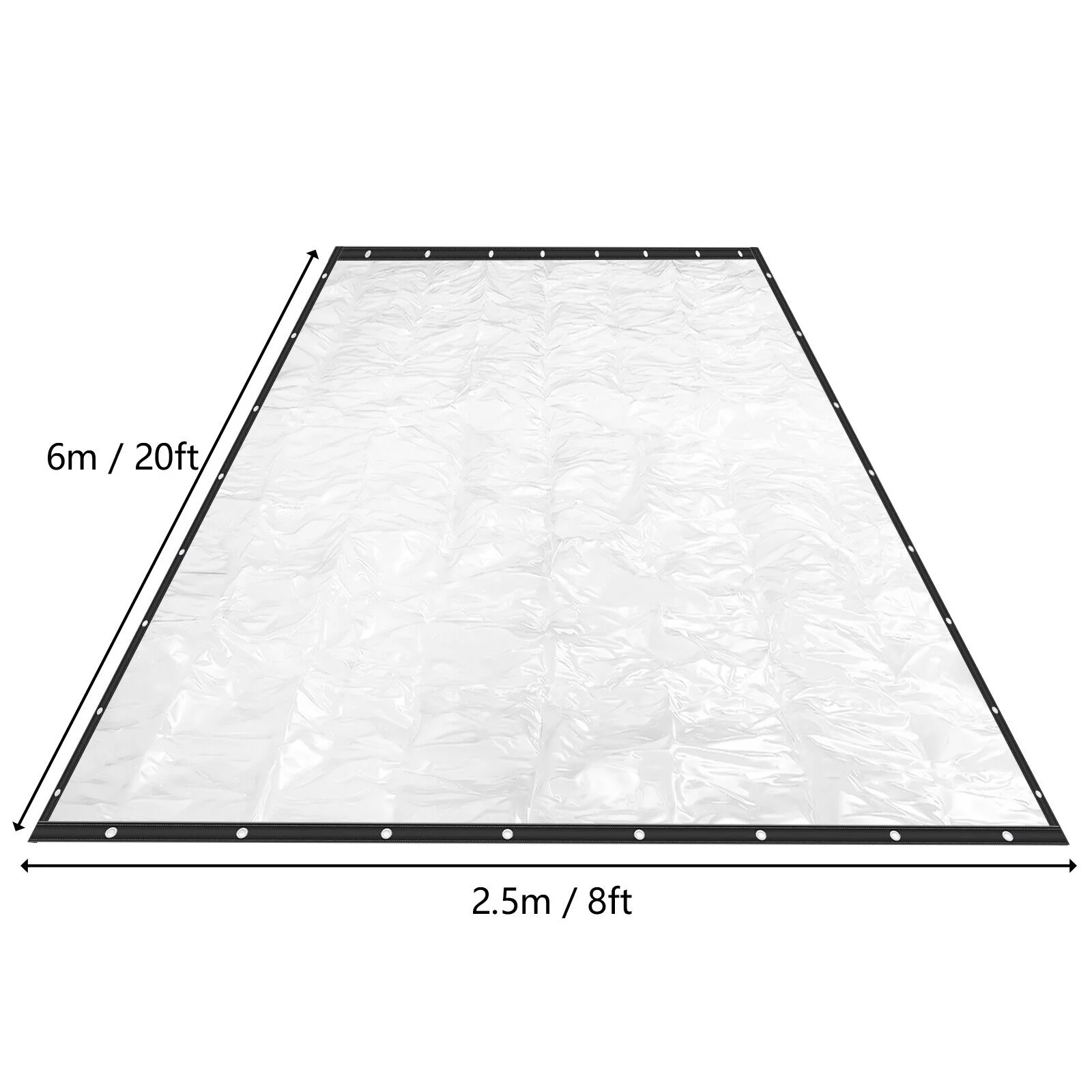 2.5*6m Outdoor Clear Tarp Curtain ,Transparent Tarps Heavy Duty Waterproof for Patio Garden
