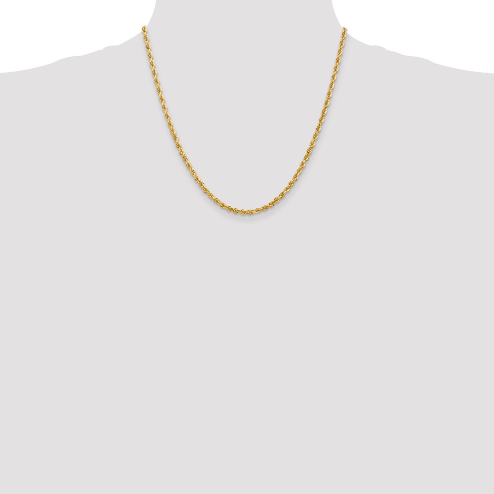 Real 14kt Yellow Gold 3.35mm Diamond Cut Quadruple Rope Chain; 20 inch; Lobster Clasp; for Adults and Teens; for Women and Men