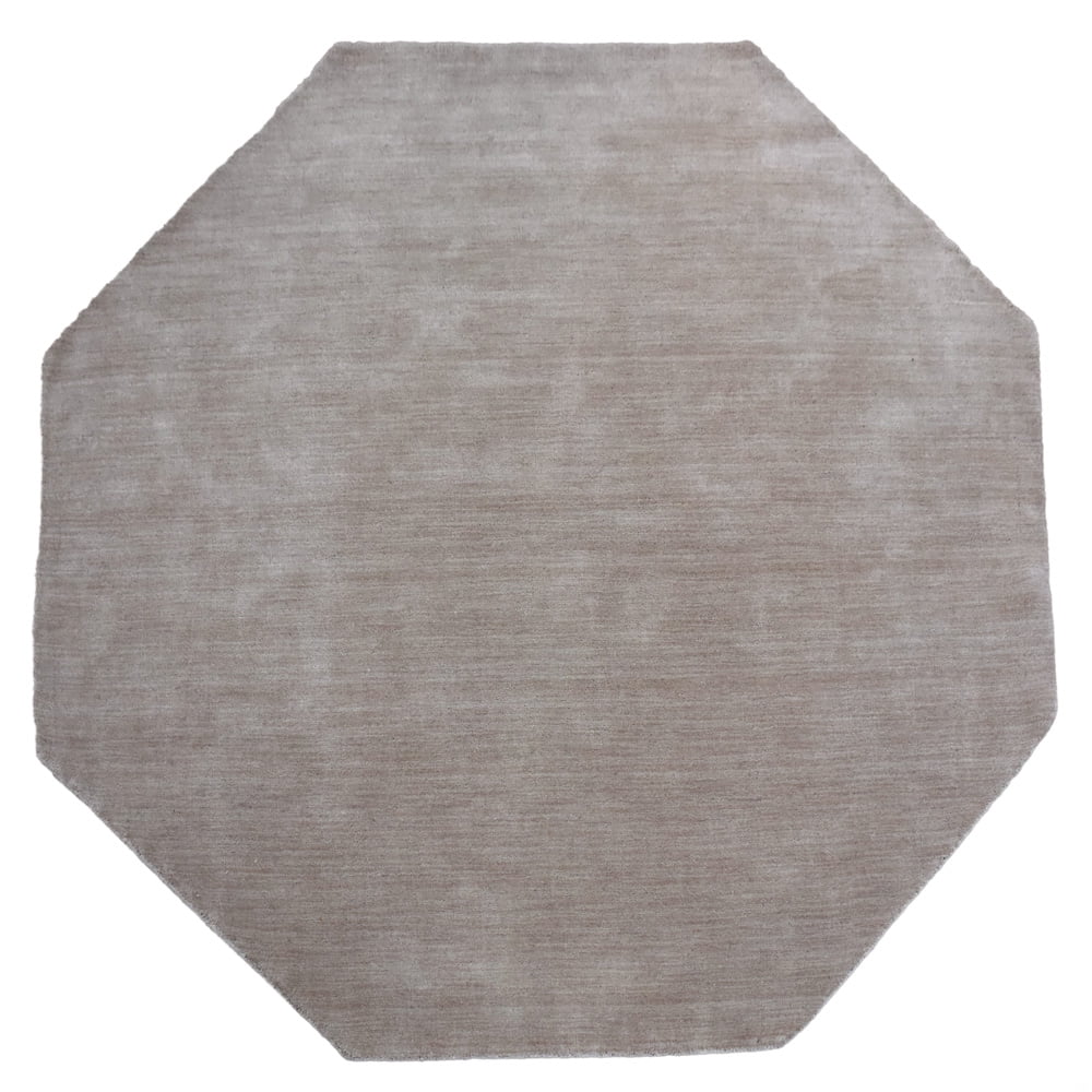 RUGSOTIC CARPETS HAND KNOTTED LOOM WOOL ECO-FRIENDLY AREA RUGS - 8'x8', Octagon, Beige, Plain Solid Design, High Pile Thick Handmade Anti Skid Area Rugs for Living Room, Bed Room (L00111)