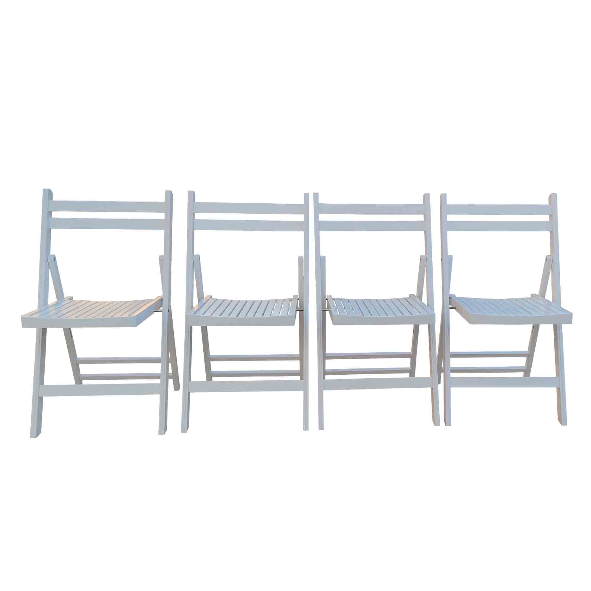 Chaises pliantes pour événements spéciaux en bois à lattes de meubles - Blanc, lot de 4, chaises pliantes, style pliable, dimensions L 16,7