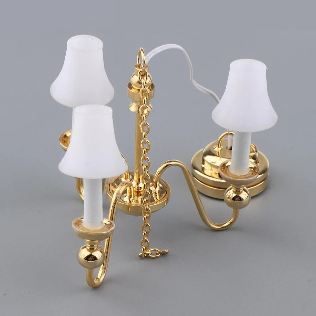 1/12 Miniature Ceiling LED Lamp with Button Battery, Dollhouse Handmade Crafts Supplies,Dress Up Pretend toys