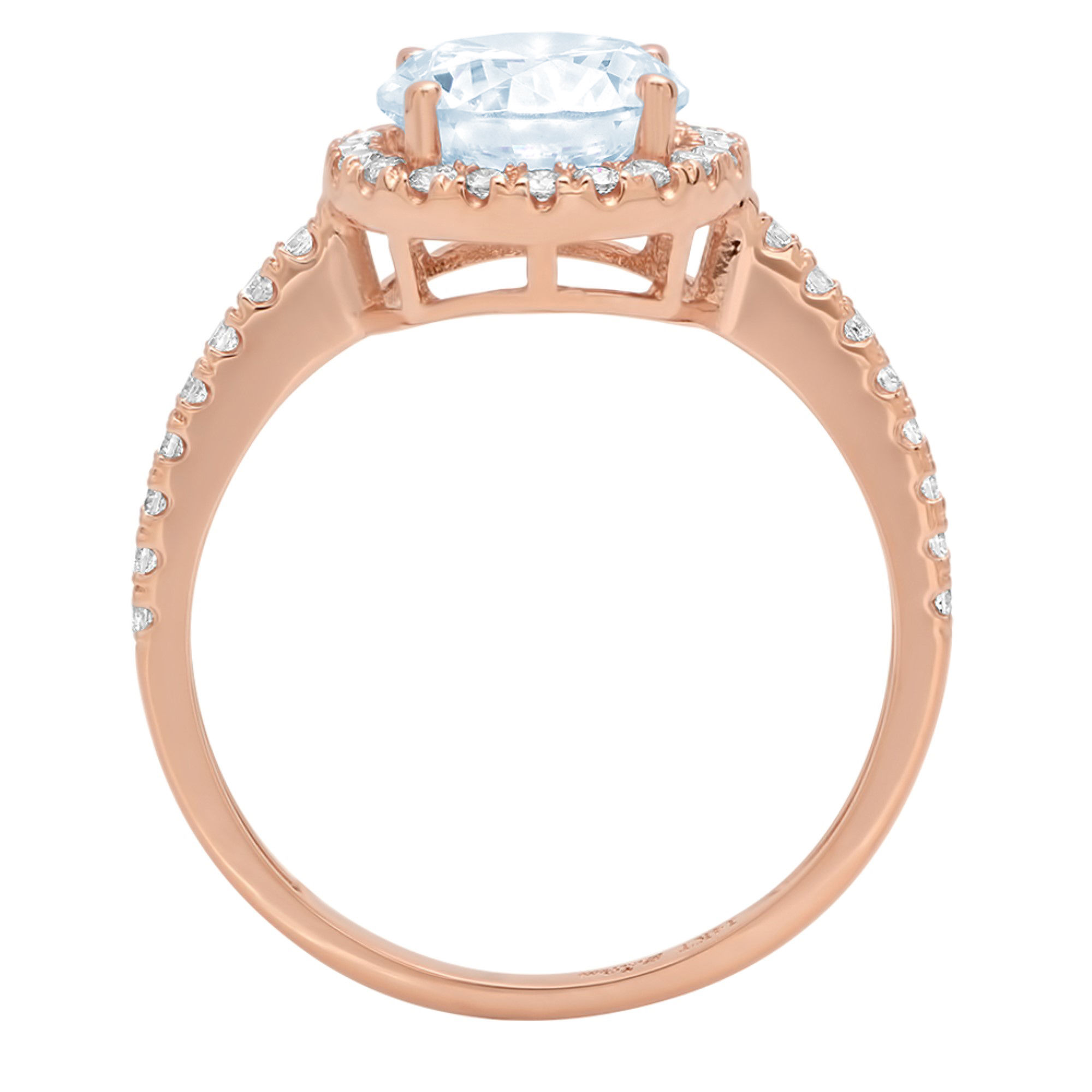 1.86ct round cut blue simulated diamond 18k rose gold anniversary engagement halo ring size 3.75