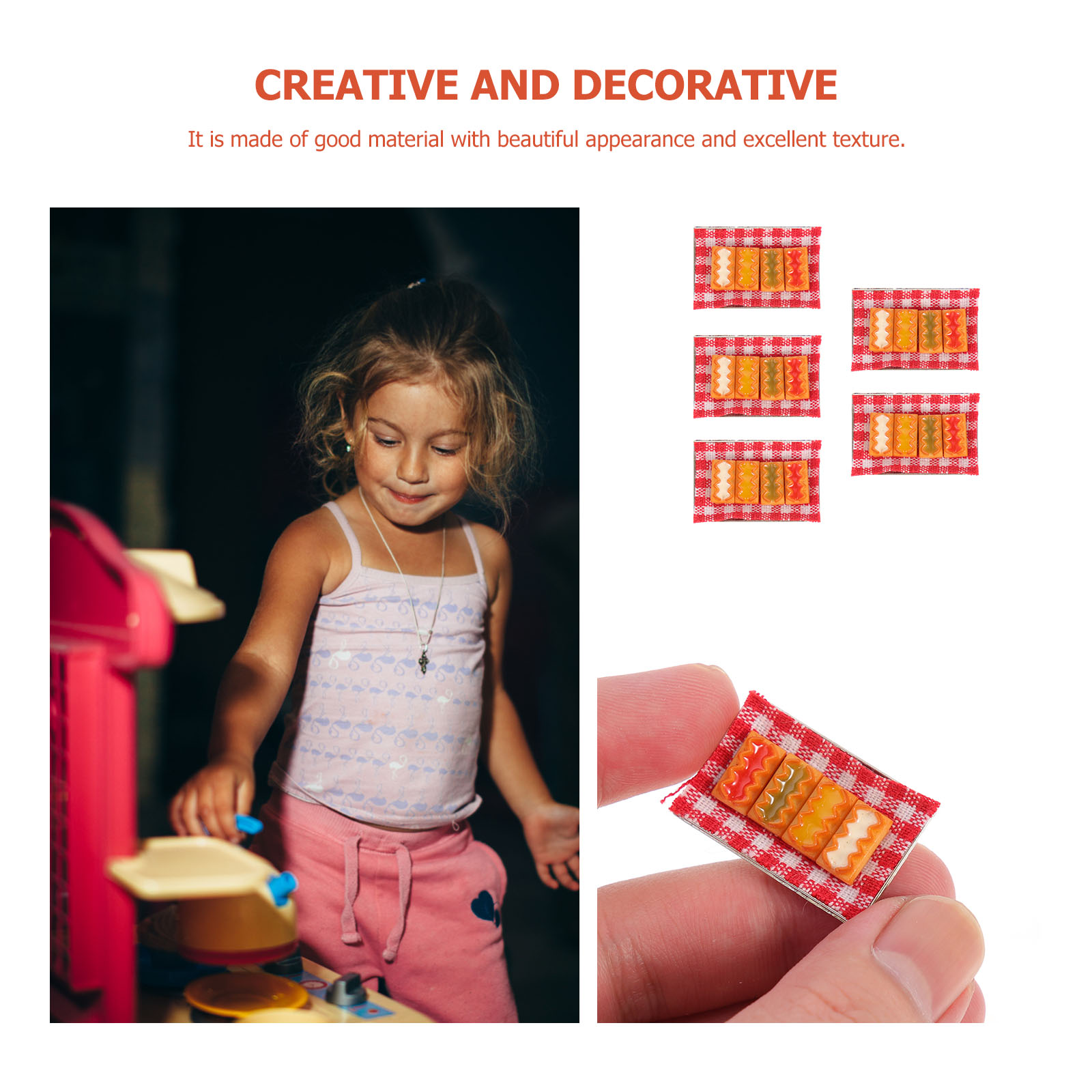 5 Pcs Dollhouse Cookie Pack Miniature Decorative Cookies Biscuits Models Toy Plaything Child