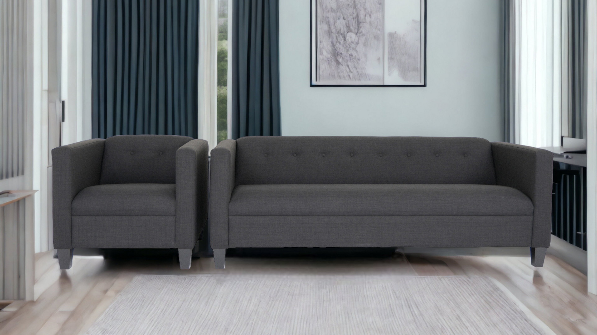 Black Chair and Sofa Set - Modernize Living Space with Sleek Comfort