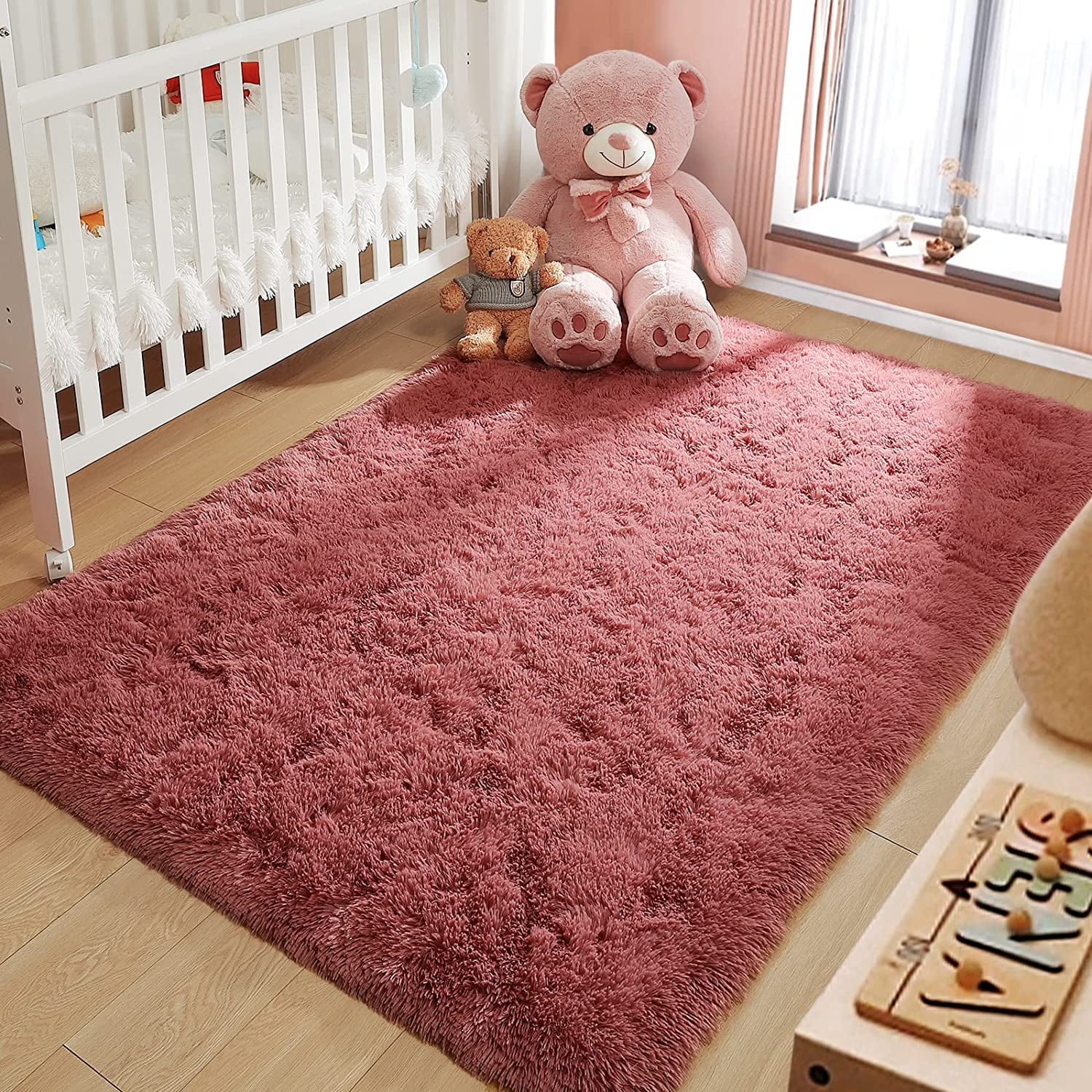 Homore Super Soft Area Rugs Fluffy Carpets for Bedroom Kids Girls Boys Living Room 4' x 5.3' , Blush