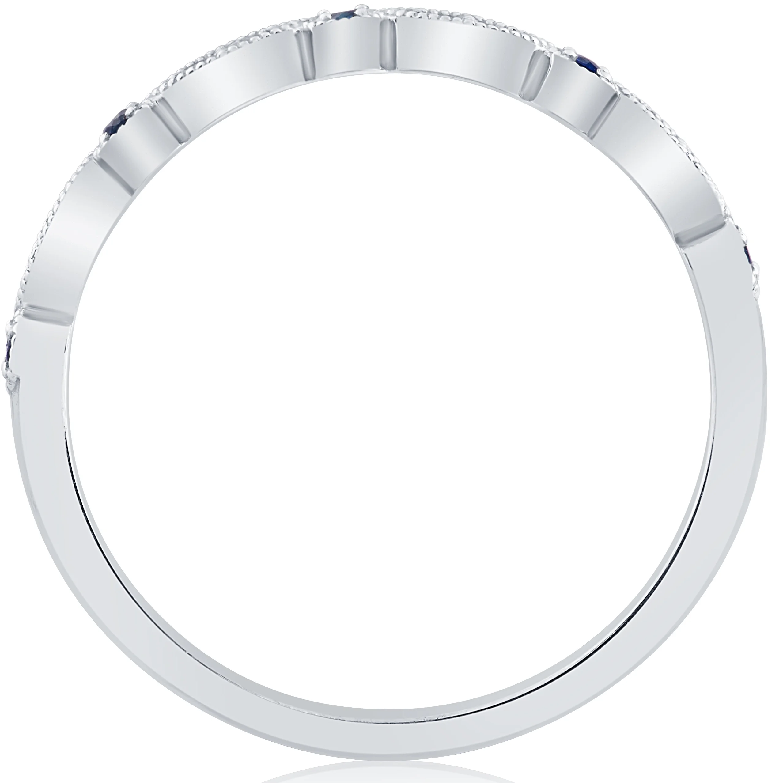 Pompeii3 1/5 ct Blue Sapphire & Diamond Wedding Ring Stackable Band 10k White Gold