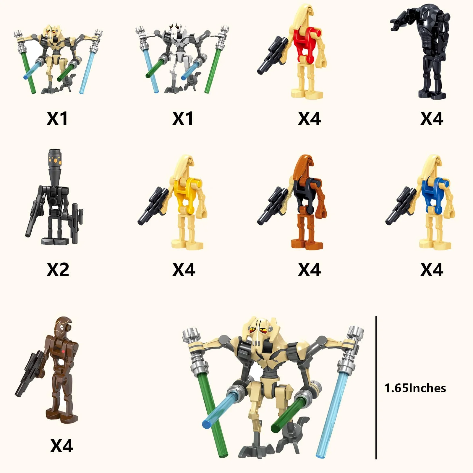 28 Pcs Space Wars Action Figures Clone Wars Droids Building Blocks Sets, General Grevious Super Battle Army Droids inlcuded, Mini Perfect Figures Gifts for Boys and Fans