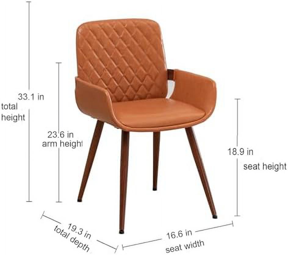 TJUNBOLIFE Mid Century Modern Dining Chairs Set of 2 Accent Chair Bentwood Frame with Armrest Upholstered Seat Metal Legs Adjustable Foot for Kitchen Dining Room Desk Chairs(Beige Fabric)