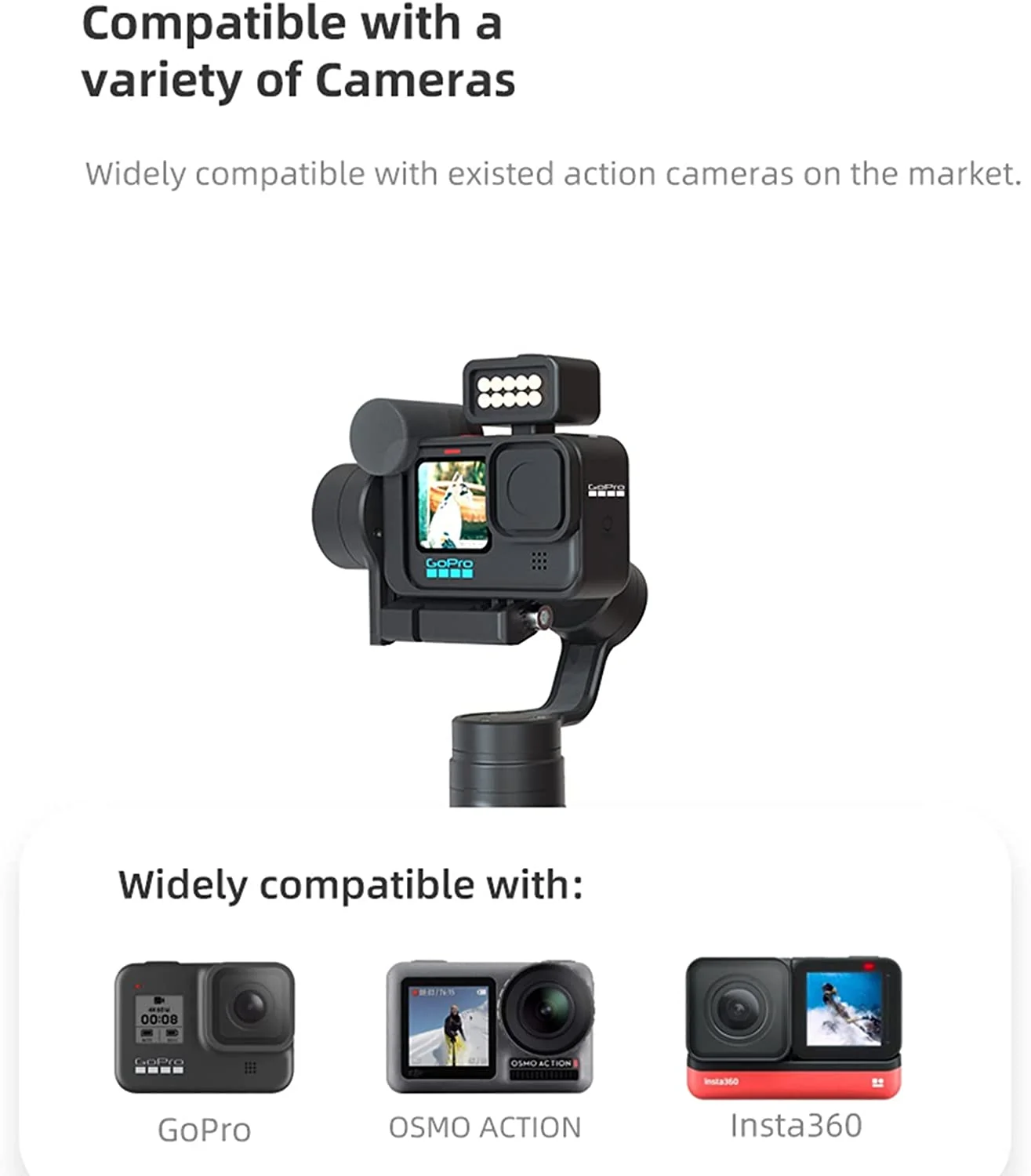 INKEE Falcon Plus Gimbal Stabilizer for GoPro Hero 10/9/8/7/6 Osmo Action Insta360 Sport Camera 3-Axis Anti-Shake Wireless Control Handheld Gimble w/Tripod Stand Original Screw Mounting Plate