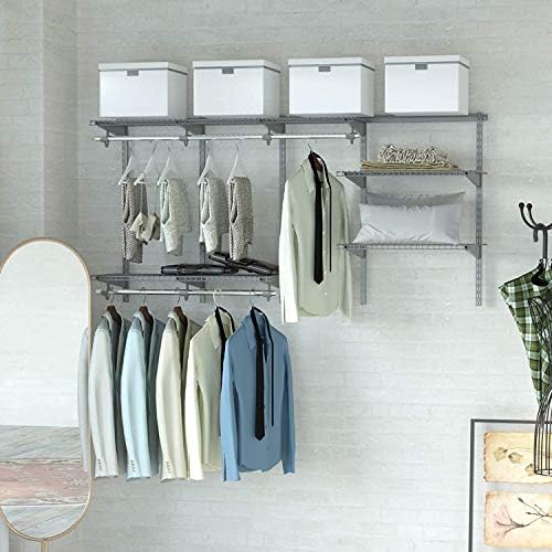 GEROBOOM 4 to 6 FT Custom Closet Organizer System Kit  Wall-Mounted  Organizer with Wire Shelving and Hanging Rods  Adjustable Closet Organizer Kit  Configurations Custom Closet for Bedro