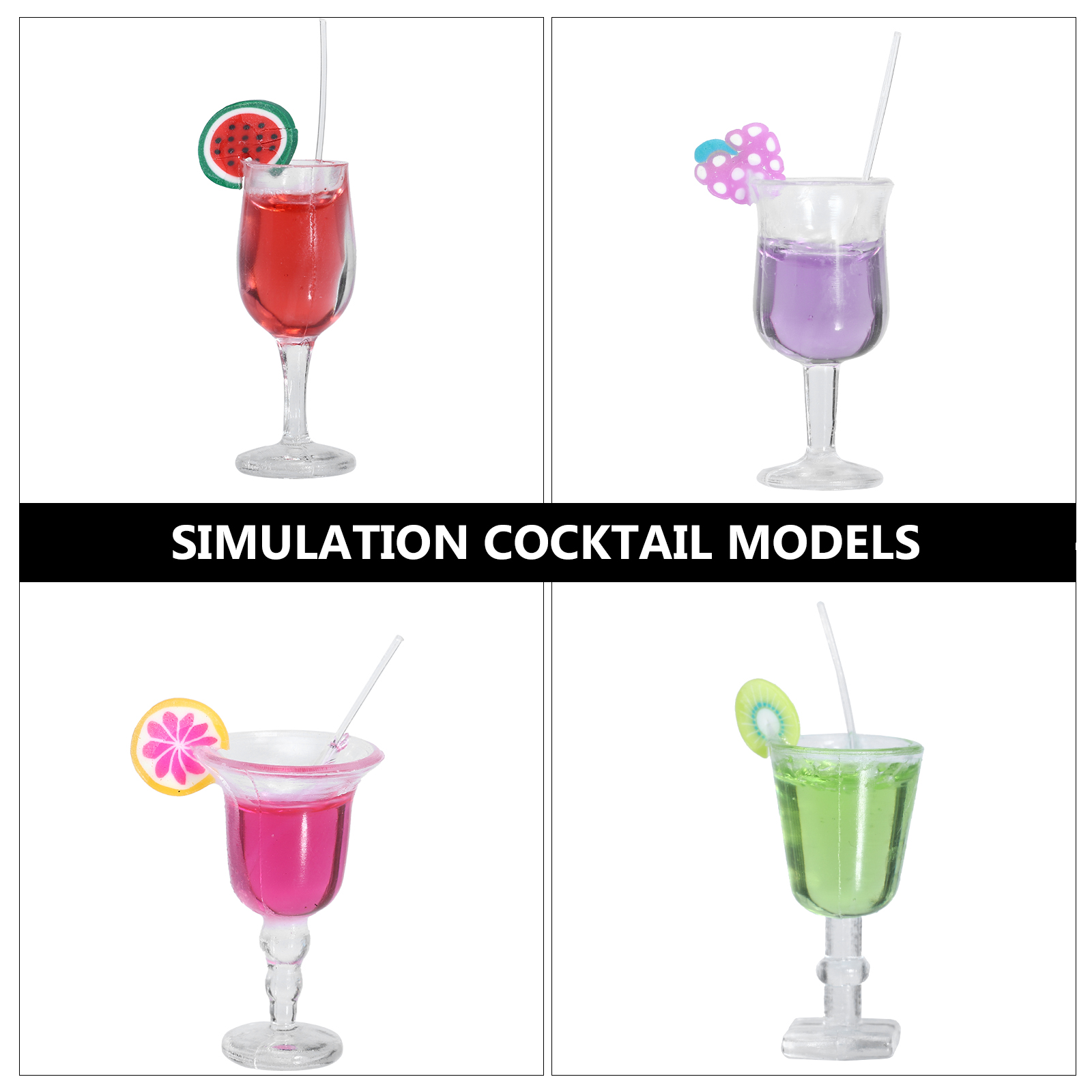 16 Pcs Fruit Cocktail Micro Landscape Model Miniature Toy House Ornaments Glasses Models Decors Artificial