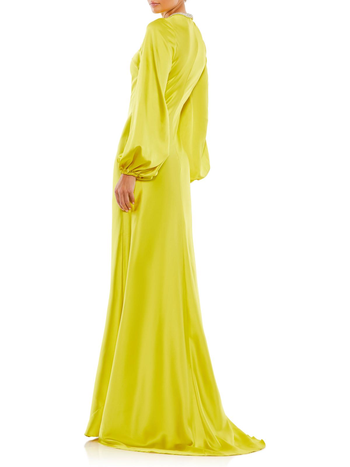 Ieena for Mac Duggal Womens Satin Embellished Evening Dress