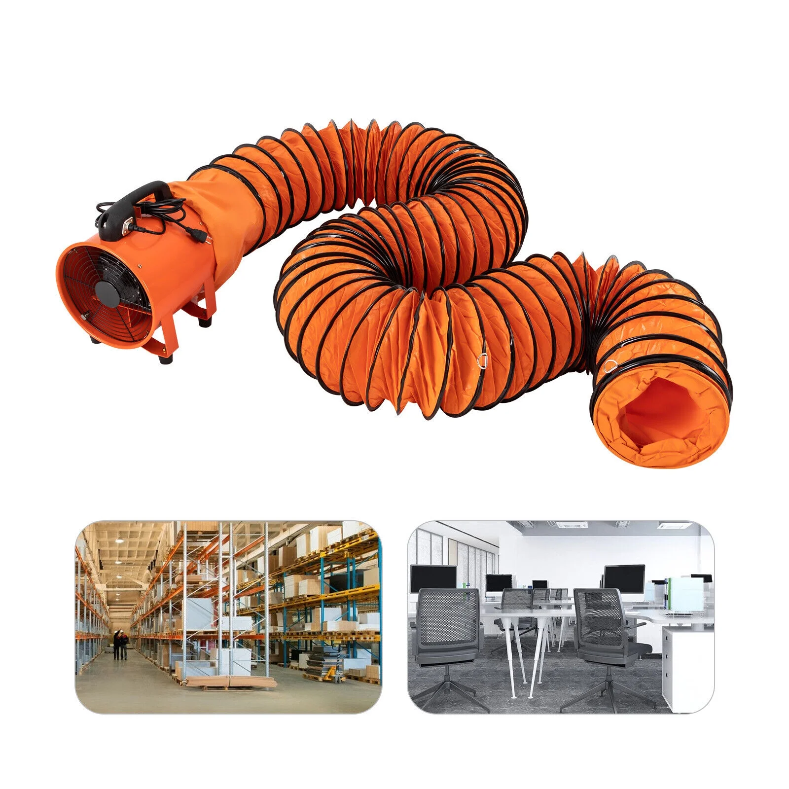 ZhdnBhnos 10 Inch Industrial Exhaust Fan Paint Booth Utility Blower Portable Ventilation Fan, Fume Extractor with 32.8ft Duct Hose