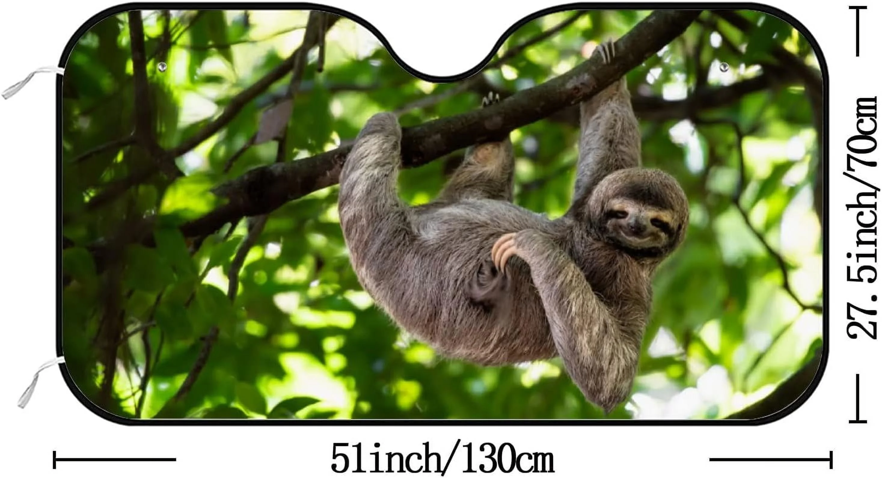 Wellsay Car Windshield Sunshade Cute Sloth Hanging on Tree Branch, Foldable Car Visor Front Window Sun Shade for SUV Car 55 x 27.5 inch