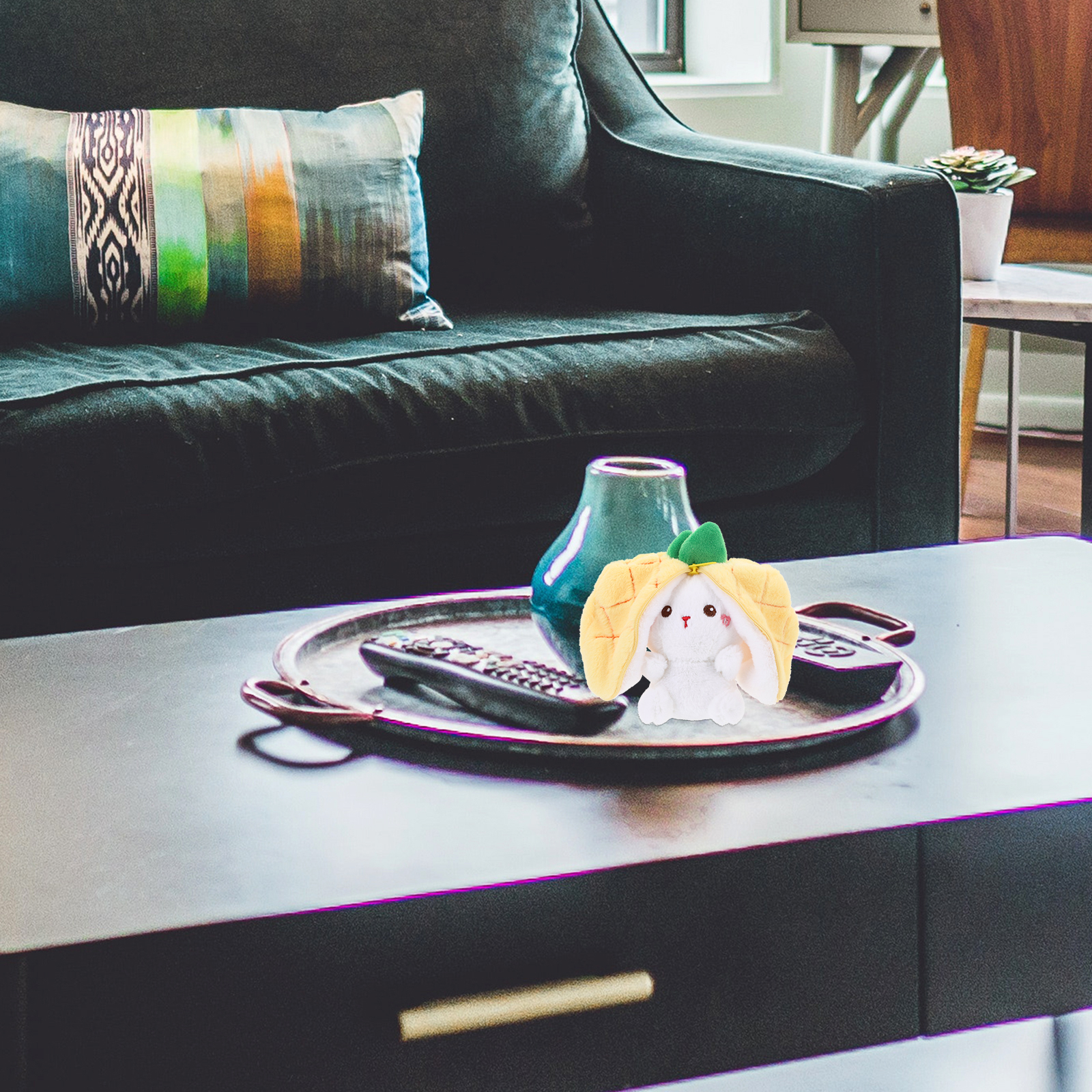 Home Decors Bunny Plush Doll Hide and Seek Stuffed Rabbit Toy Strawberries Girl Toys House Decorations for Animals Sofa