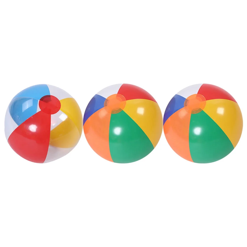 FRCOLOR 3Pcs Inflatable Beach Ball Pool Summer Water Toy Interactive Toys (Random Color)