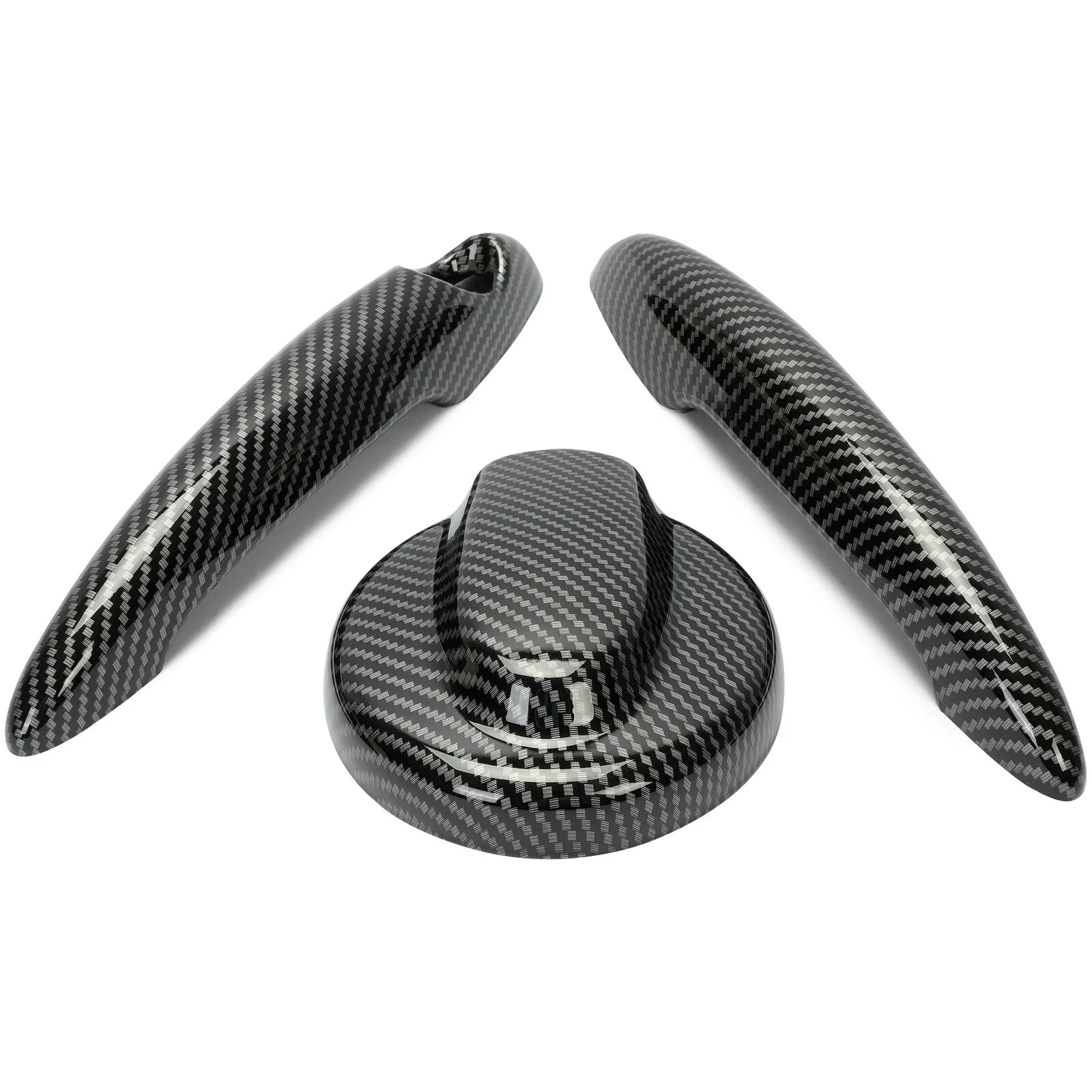 ECOTRIC Carbon Effect Gas Tank Cap & Door Handle Covers for 2007-2014 MINI R55 R56 Cooper S