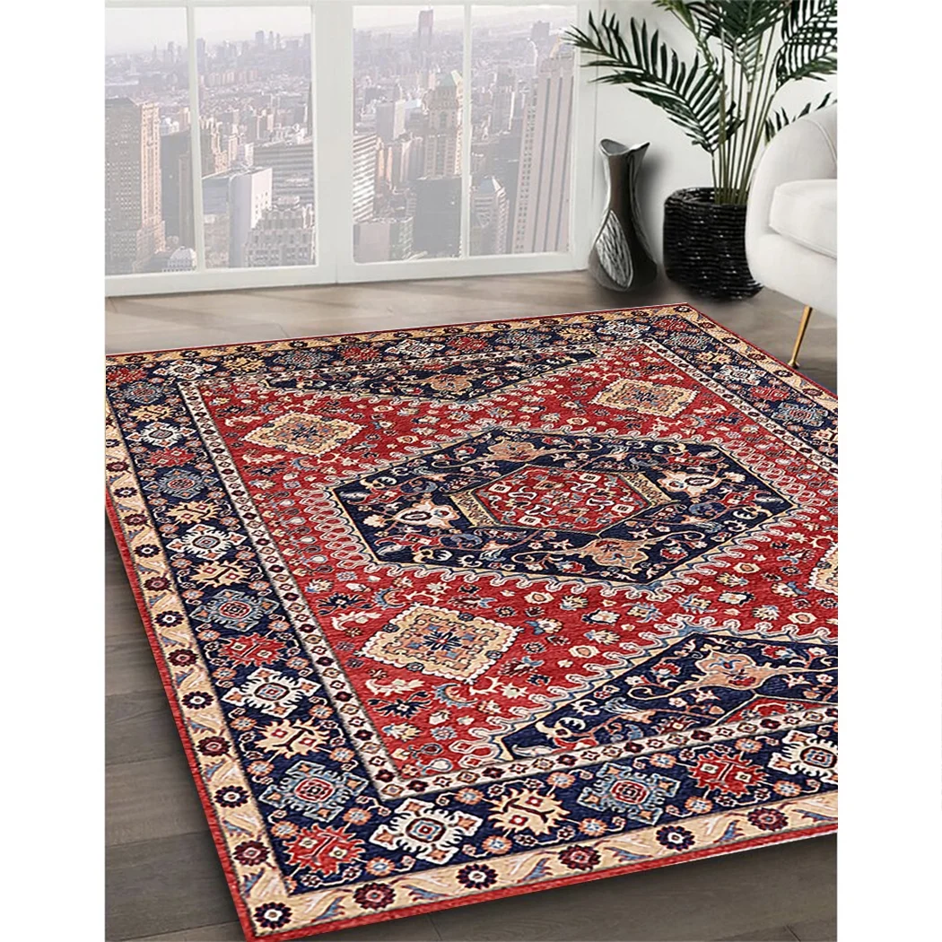 Ahgly Company Indoor Square Mid-Century Modern Light French Beige Brown Persian Area Rugs, 3' Square