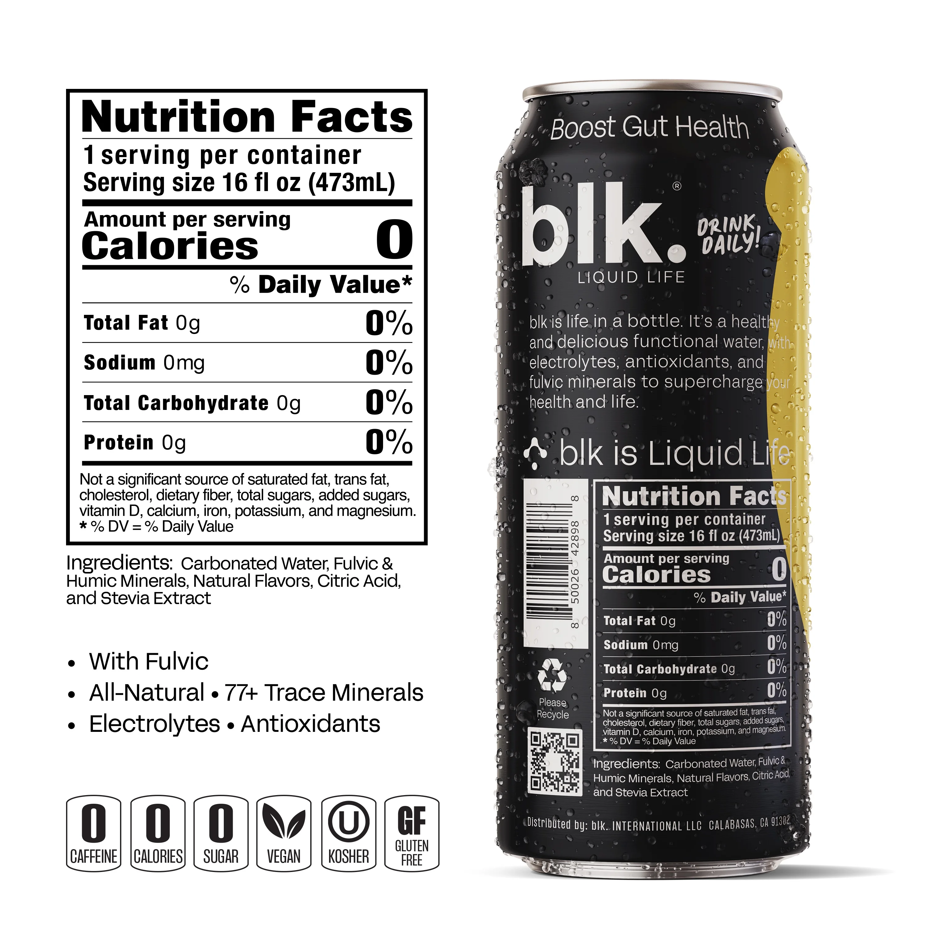 blk. Lemonade Sparkling Water - 16oz 12 Pack - Cans