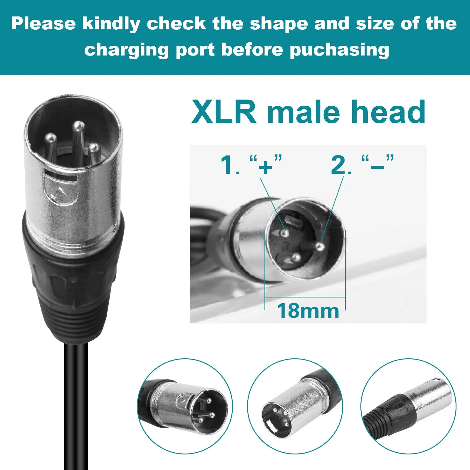 XLR Male Charger For 54.6V 2A 110W  Li-ion Lithium Battery Electric Scooter Ebike