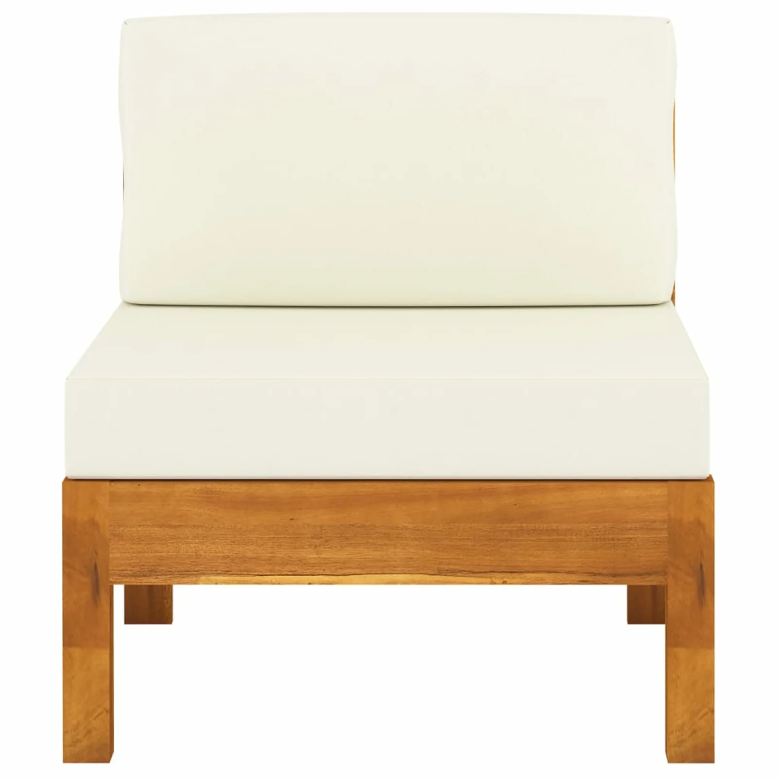 Carevas Middle Sofa with White Cushions Solid Acacia Wood