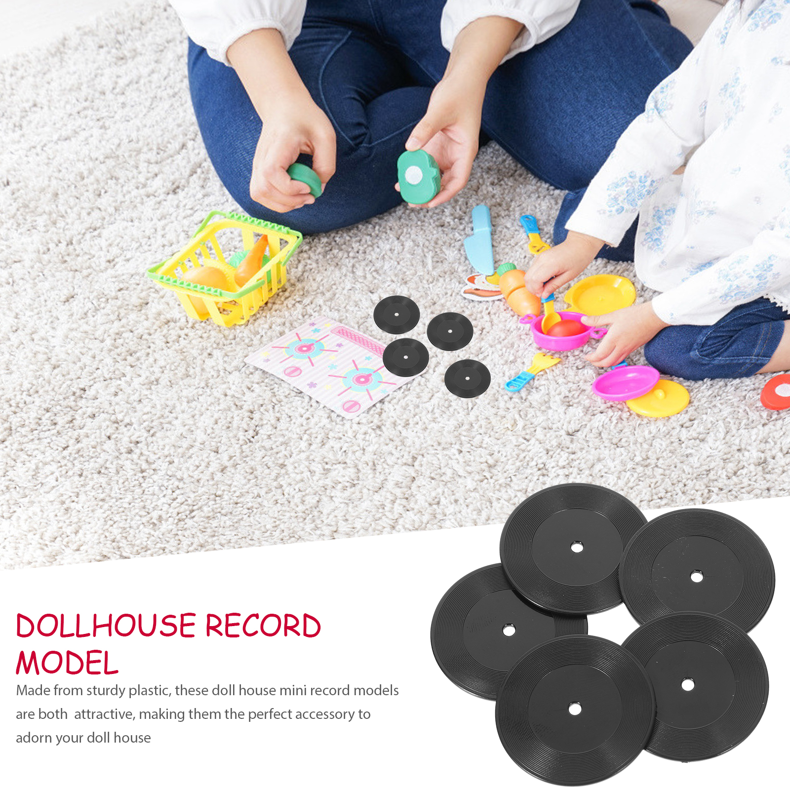Dollhouse Records 30 Pcs Supply Furniture Toys Blackl Miniature Music Room Plastic Child