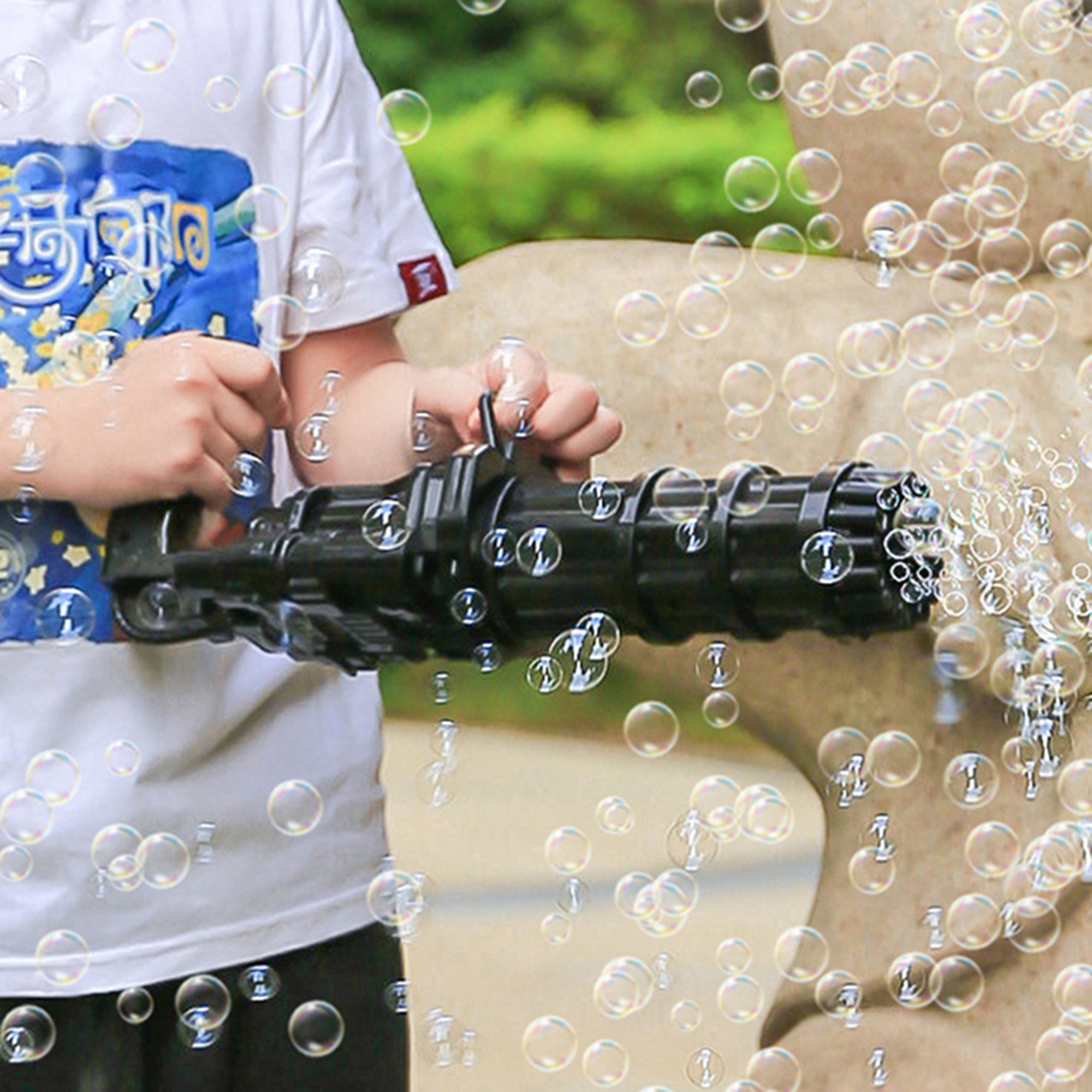 hirigin Bubble Machine with Chic Gun Shape +Strong Tightness Gatling Toy