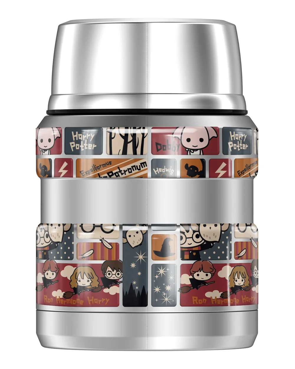Harry Potter Cute Chibi Pattern, THERMOS STAINLESS KING Stainless Steel Food Jar with Folding Spoon, Vacuum insulated & Double Wall, 16oz