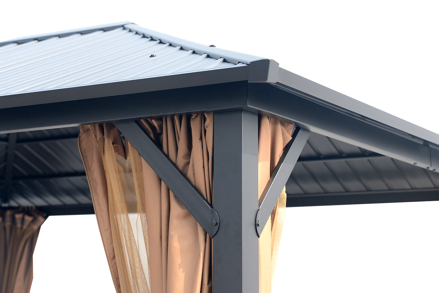 FineFind 10' x 12' Hardtop Gazebo Outdoor Metal Canopy Gazebo with Netting and Curtains for patios  all season